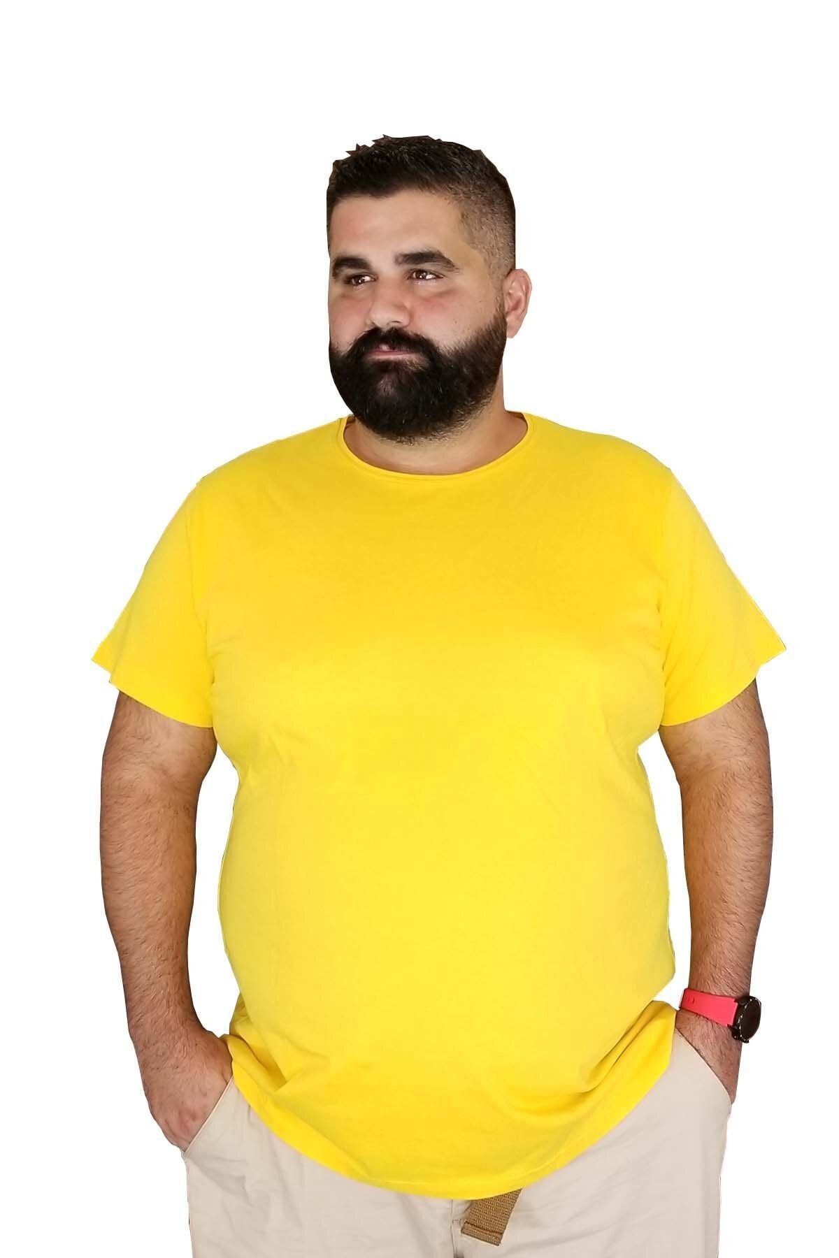 Xanimal Erkek Sarı Büyük Beden Pamuklu T-shirt