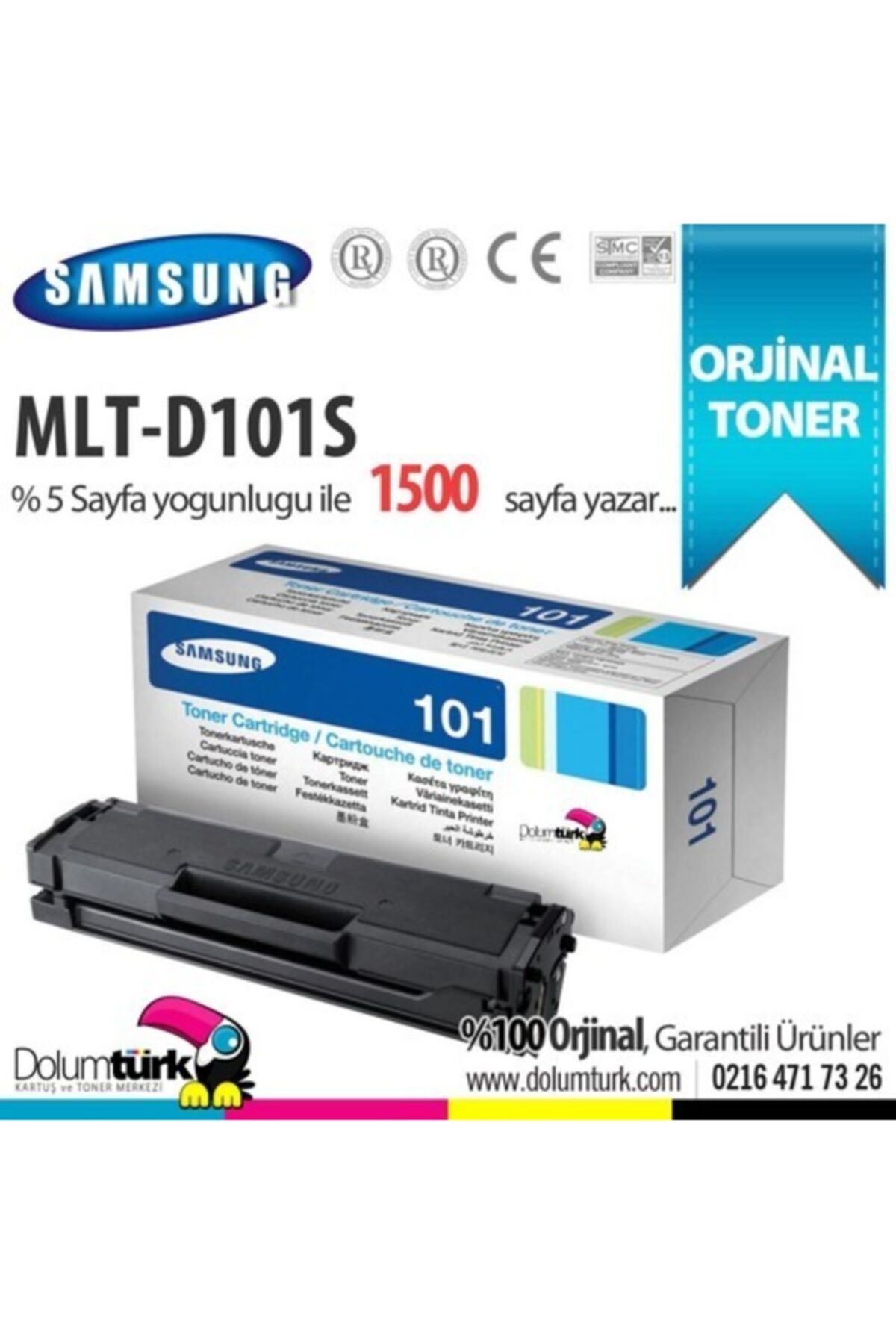 Samsung Mlt-d101s / Ml-2160 / Ml-2165 / Scx-3400 / Scx-3405 / Sf-760 Orjinal Toner