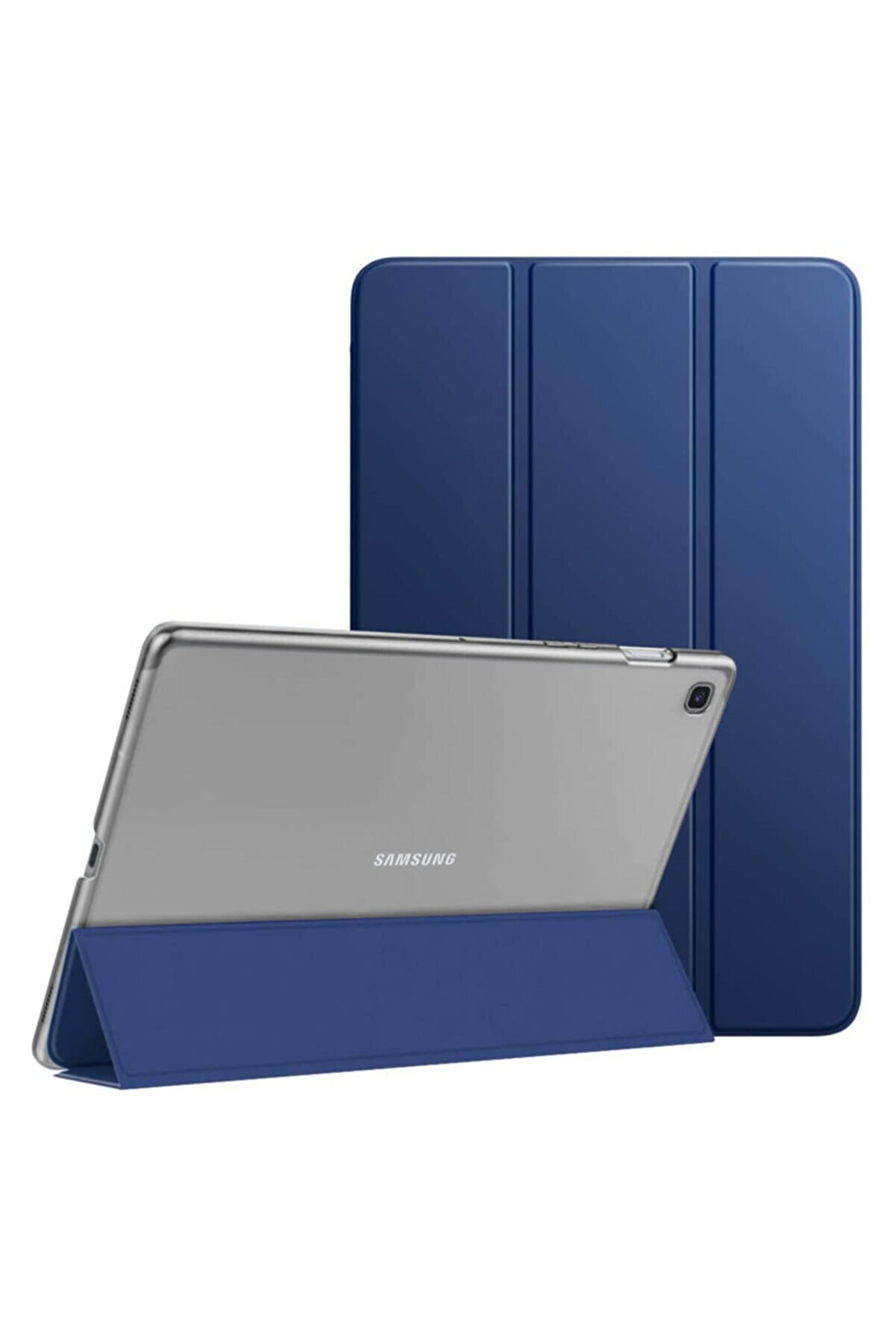 Microsonic Samsung Galaxy Tab A7 T500 Kılıf Slim Translucent Back Smart Cover Lacivert