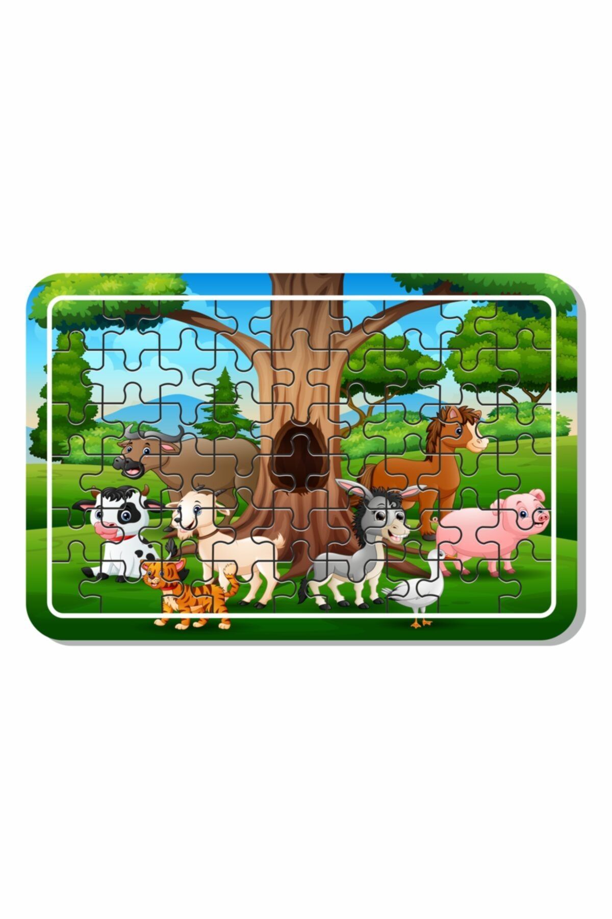 Baskı Atölyesi Sevimli Hayvanlar A4 54 Parça Ahşap Puzzle