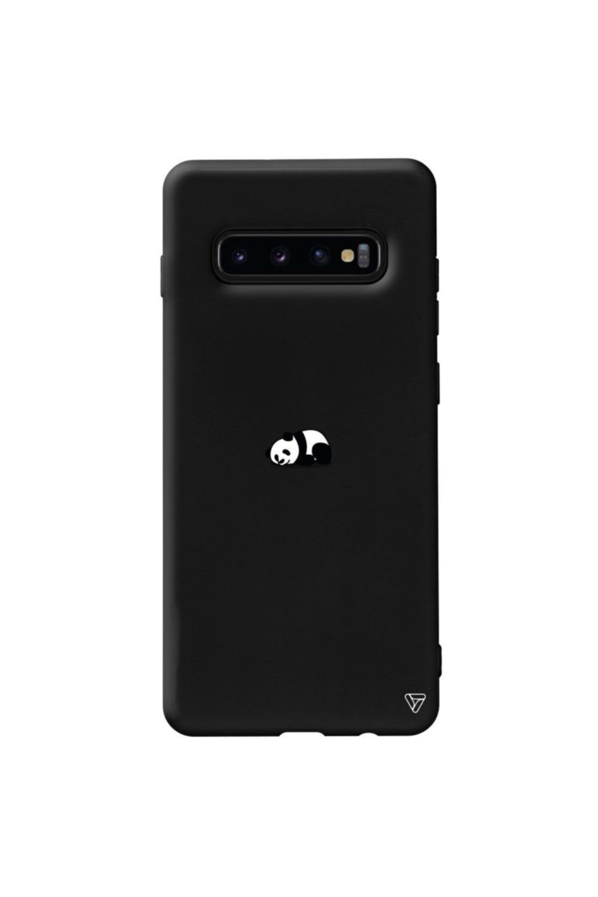 Trihed Samsung S10 Plus Siyah Renkli Silikon Miskin Panda Telefon Kılıfı
