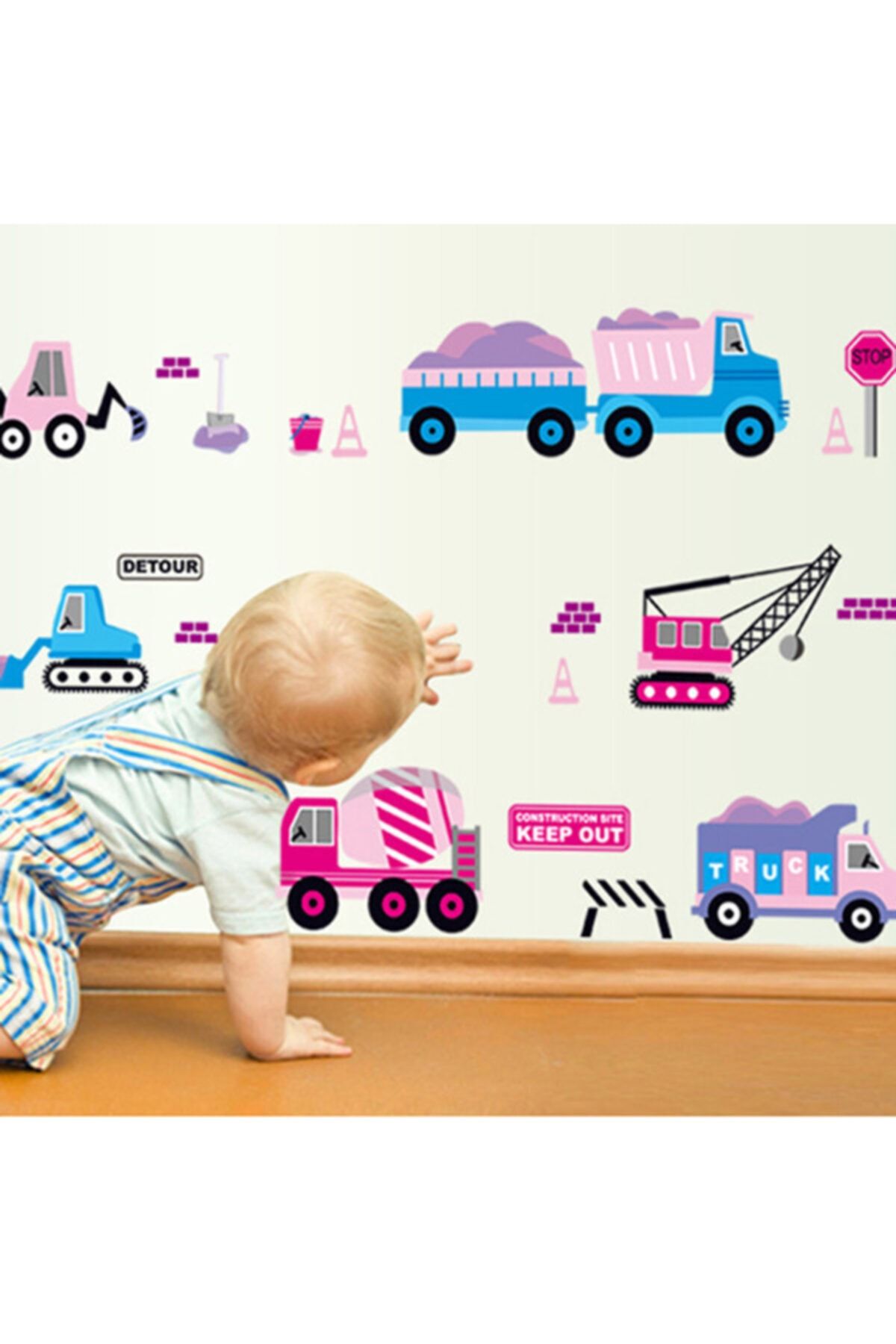 CRYSTAL KIDS Pembe Mavi Araçlar Bebek Ve Çocuk Odası Duvar Süsü Duvar Sticker