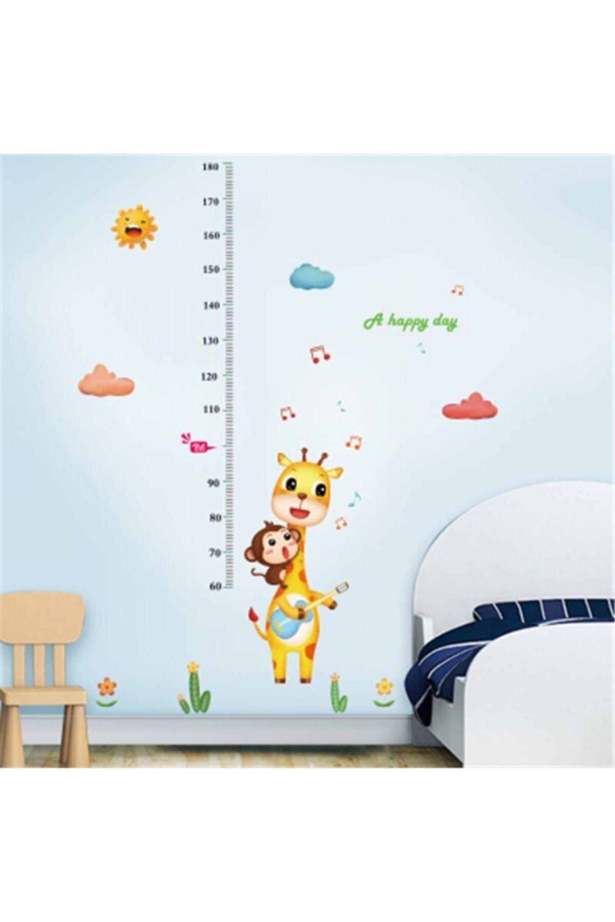 CRYSTAL KIDS Şarkı Söyleyen Zürafa Çocuk Ve Bebek Odası Dekoru Boy Ölçer Duvar Sticker Çıkartma