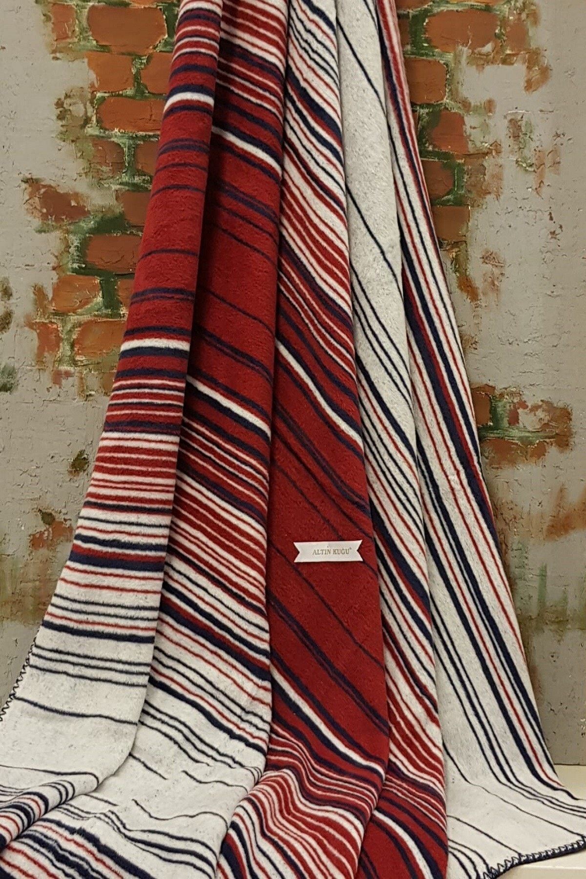 Özdilek Pamuklu Battaniye Çift Kişilik- Striped Kırmızı 180x220 Cm