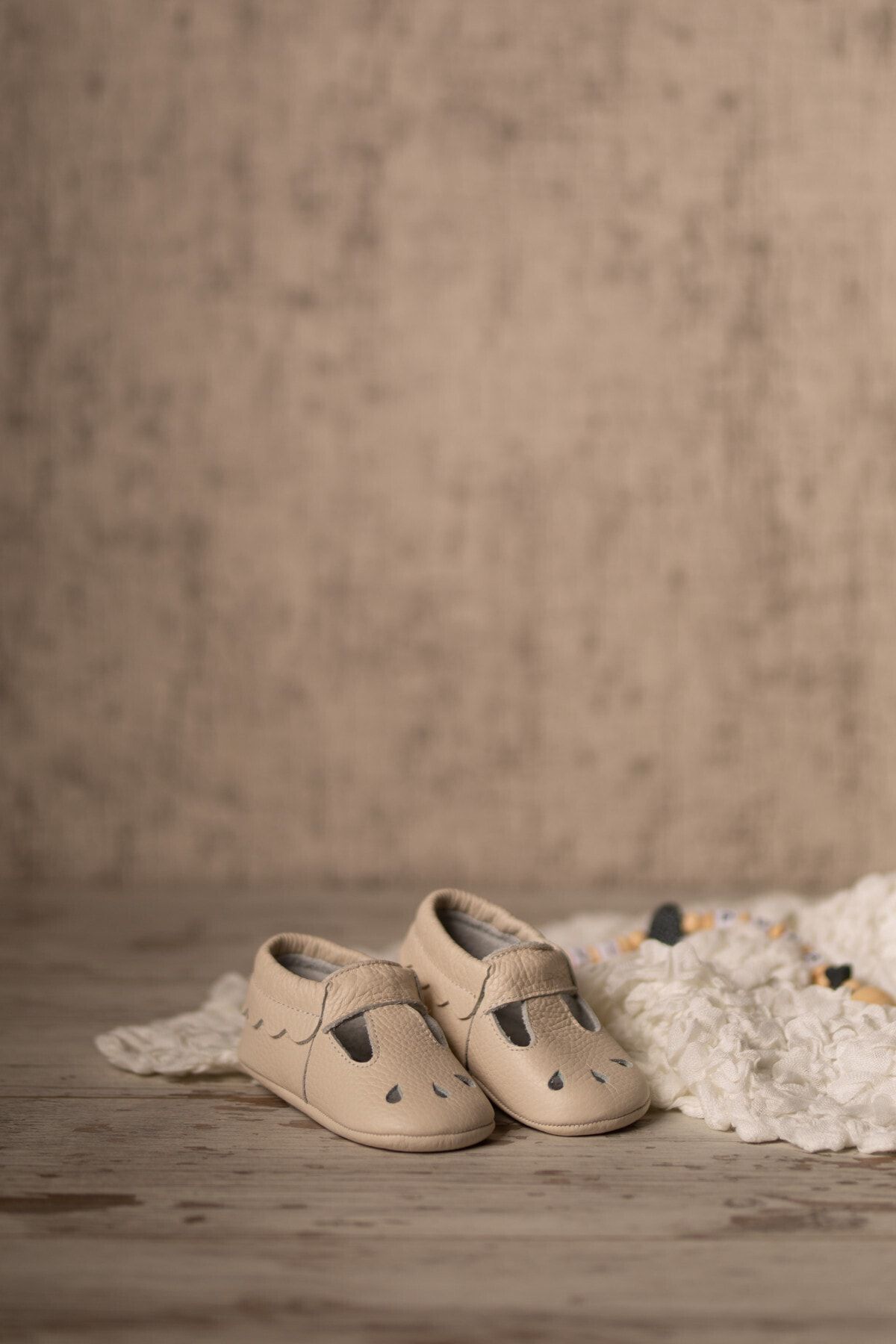 Li Puna Kız Bebek Bej  Nena Serisi Deri İlk Adım Ayakkabısı