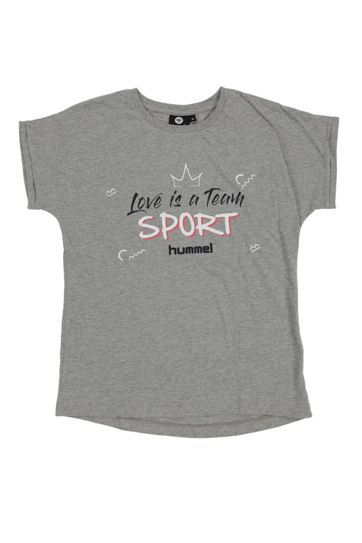hummel HMLCARLINA   T-SHIRT S/S GRI MELANJ Kız Çocuk T-Shirt 100581136