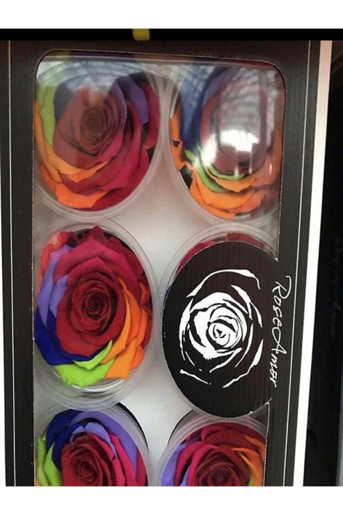 sabuncakiskadikoy Şoklanmış Solmayan Güller 6'lı Paket Rainbow Gökkuşağı Renk
