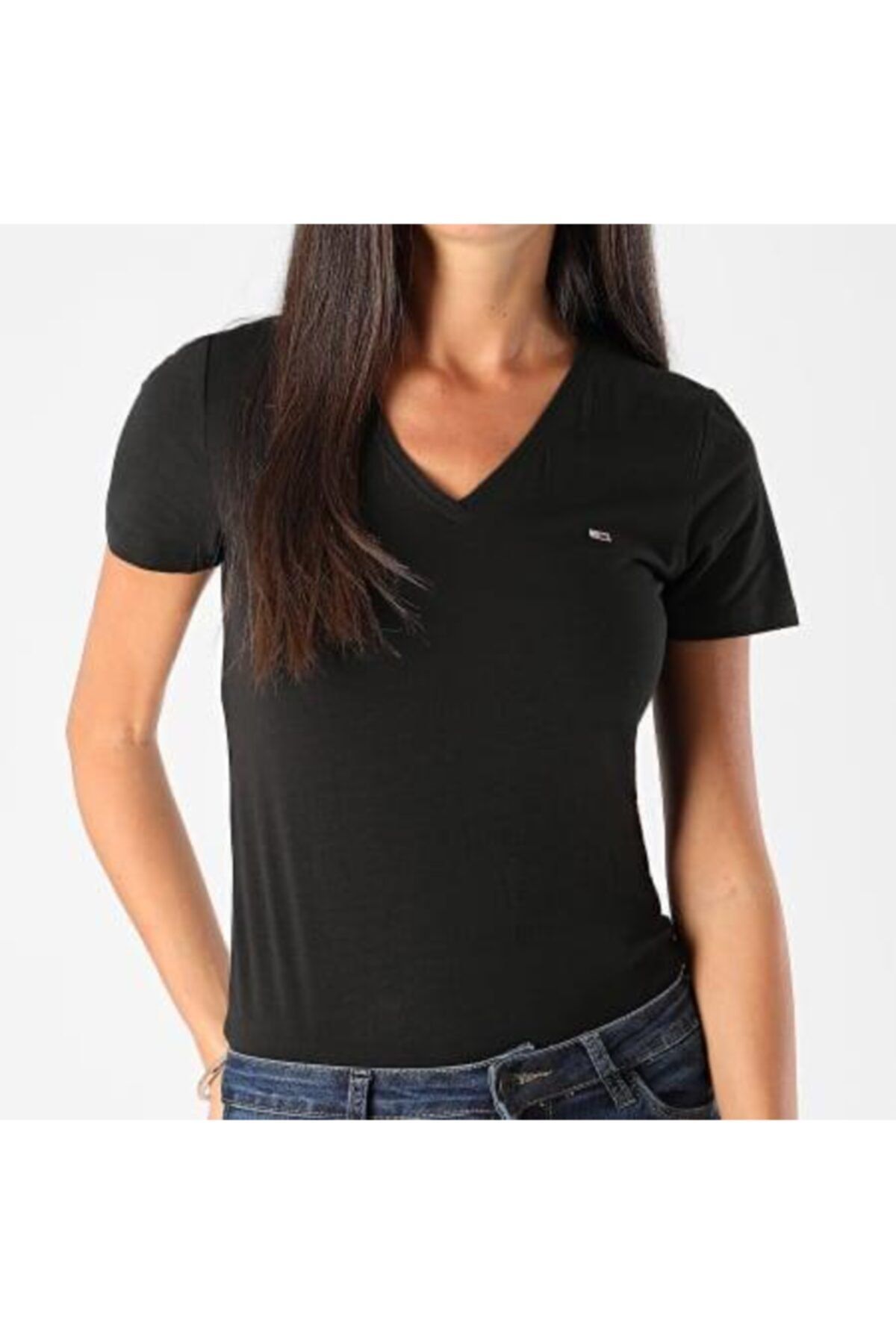 Tommy Hilfiger Kadın Siyah Kısa Kollu T-shirt