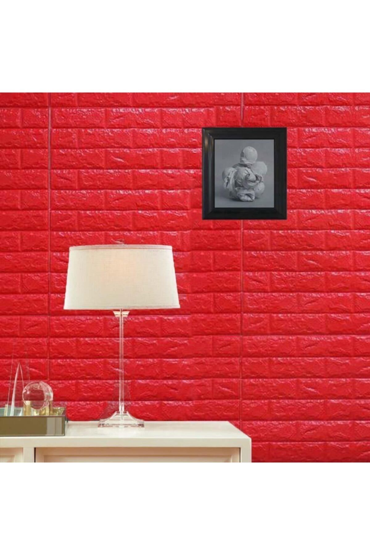 Renkli Duvarlar Nw56 Kırmızı Tuğla Arkası Yapışkanlı Esnek Silinebilir Kütüphane Ofis Duvar Paneli Duvar Kağıdı