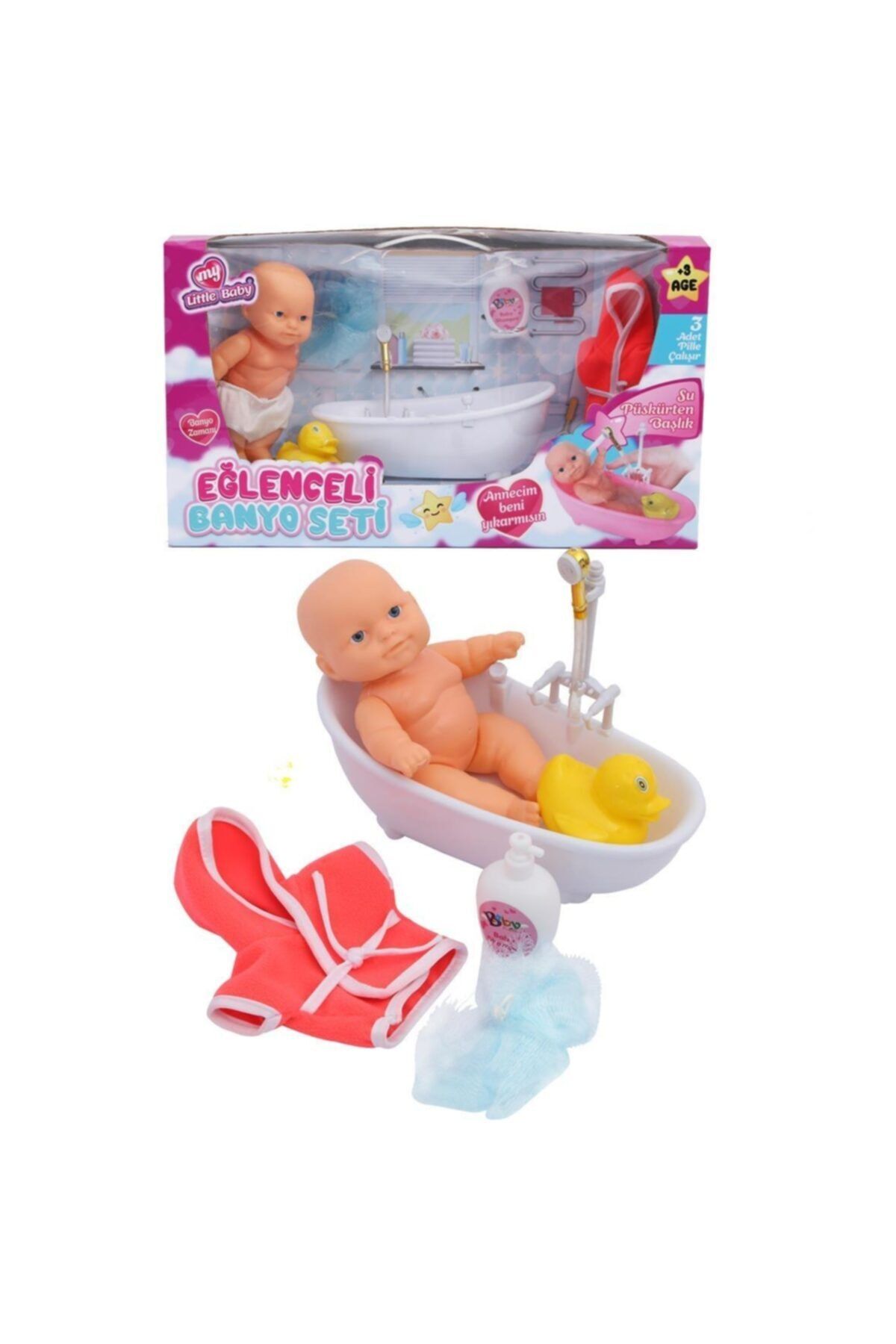 Mashotrend Beyaz Eğlenceli Banyo Yapan Küvet Bebek - Pilli Kuvvet Bebek - Banyo Yapan Bebek