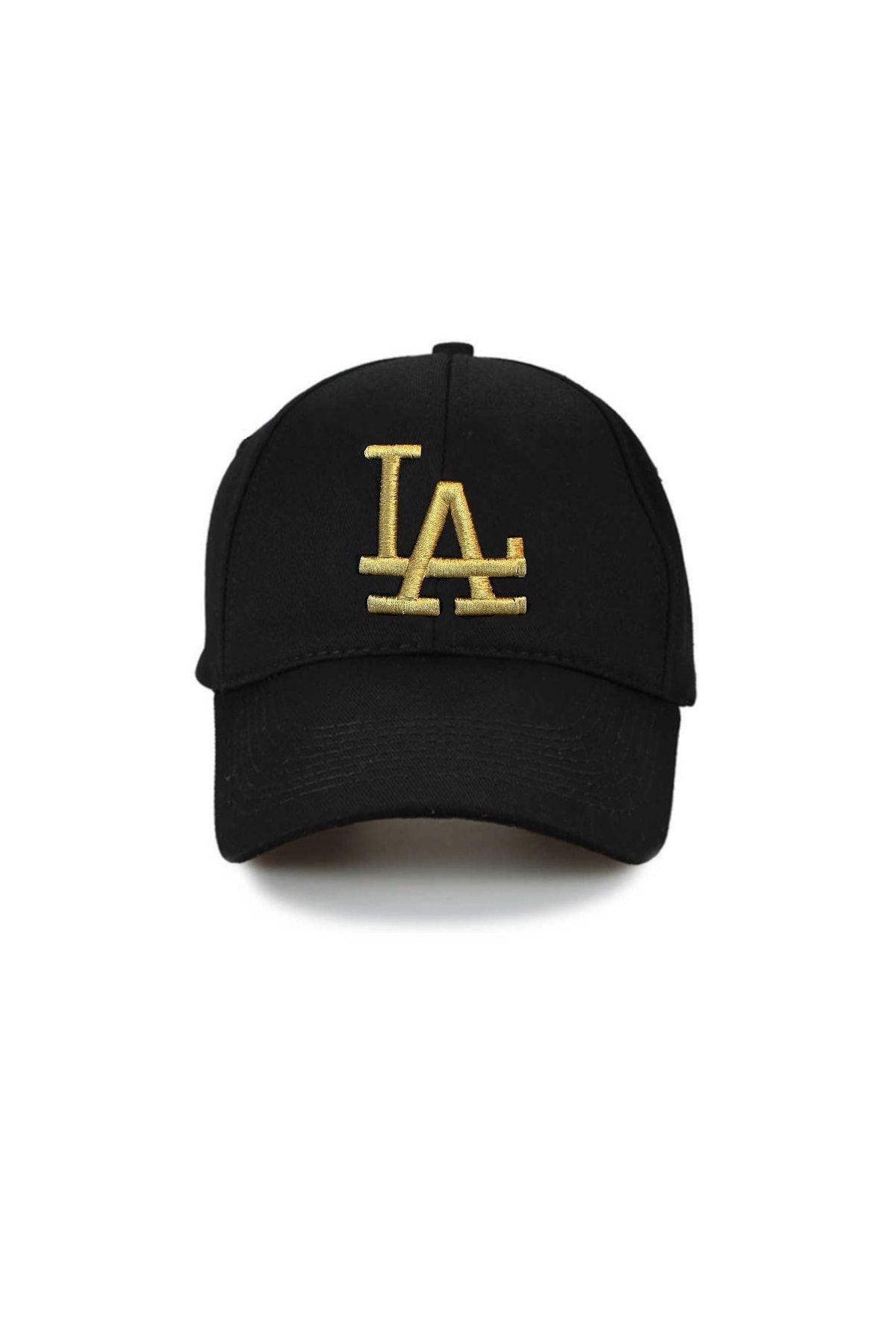 NuxFah La Los Angeles Şapka Unisex Siyah Şapka Altın Nakış
