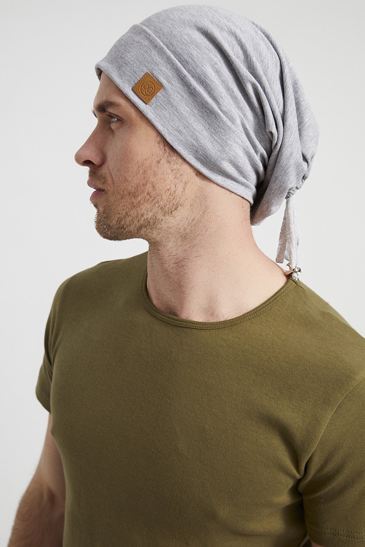 Butikgiz Erkek Gri, Ip Detaylı Özel Tasarım 4 Mevsim Şapka Bere Buff -ultra Yumuşak Doğal Penye Kumaş