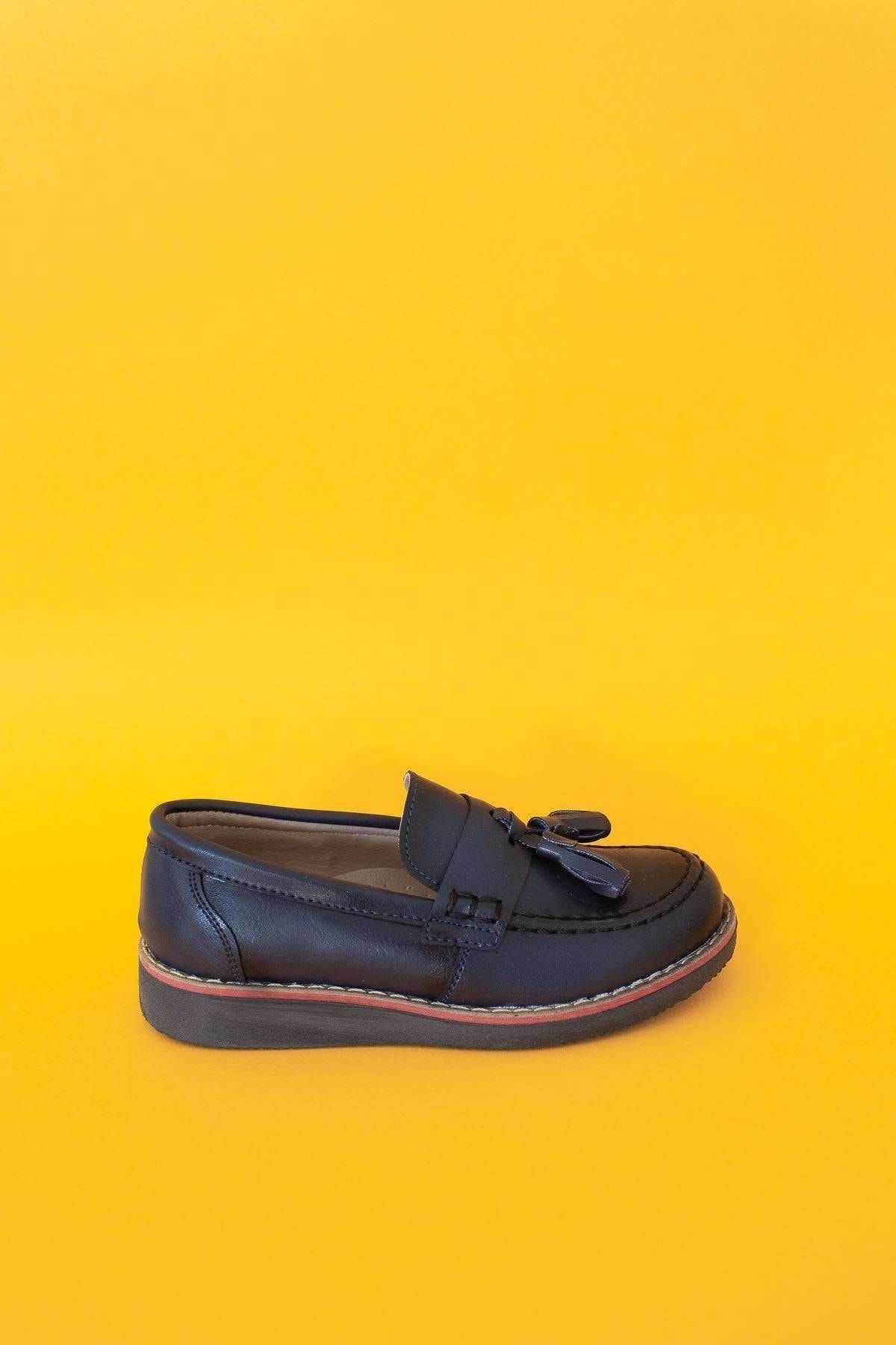 Genel Markalar Erkek Çocuk Lacivert Püsküllü Ortapedik Termo Taban  Ayakkabı