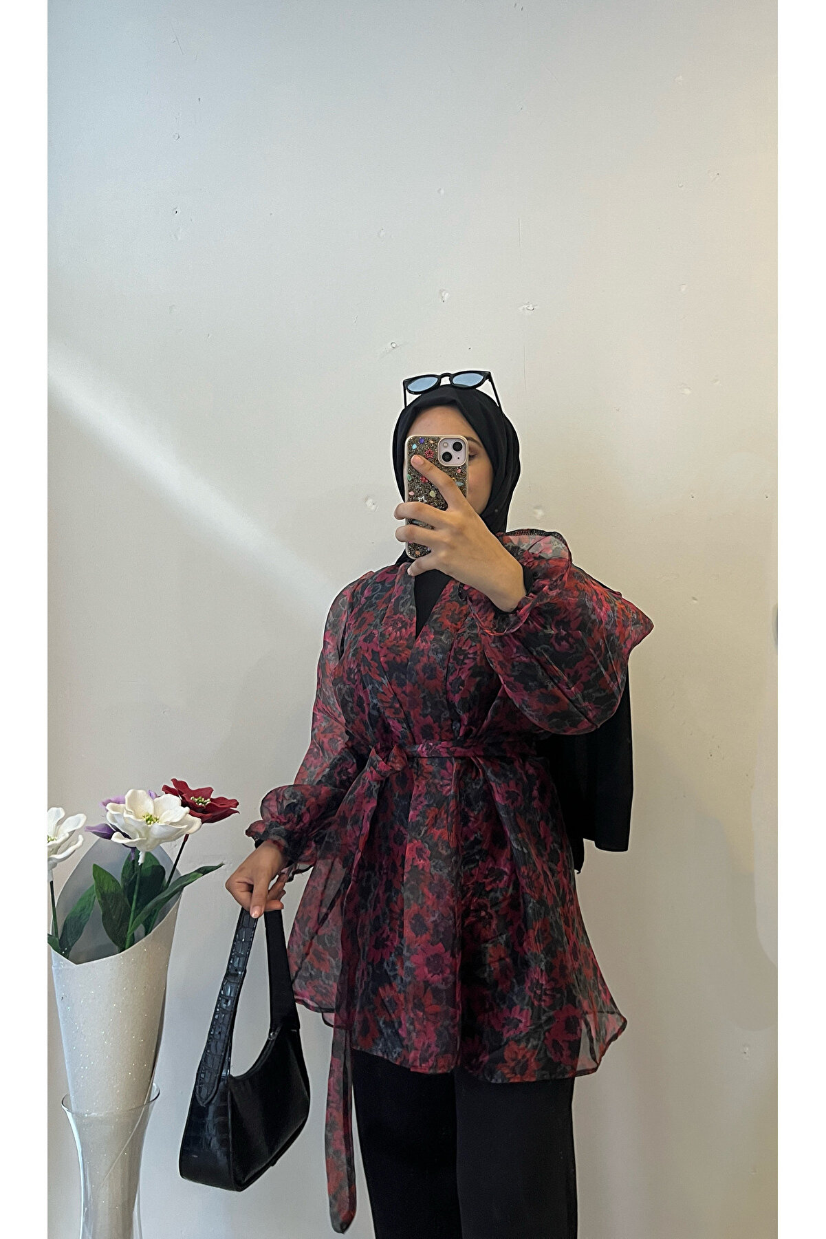 DİLEKBUTİK Organze Çiçek Desenli Kimono Seti | Şık ve Hafif Giyim