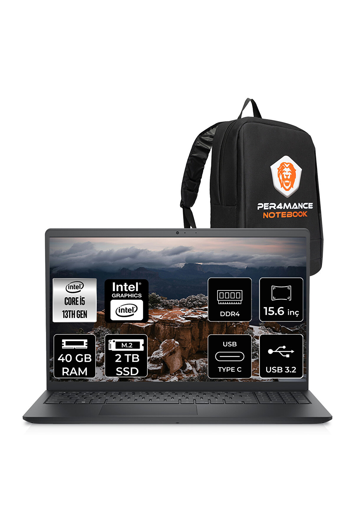 Inspiron 15 3530 i5 1334U 40GB 2TB SSD 15.6'' FHD 120Hz FDOS Dizüstü Laptop _104 PER4 ÇANTA