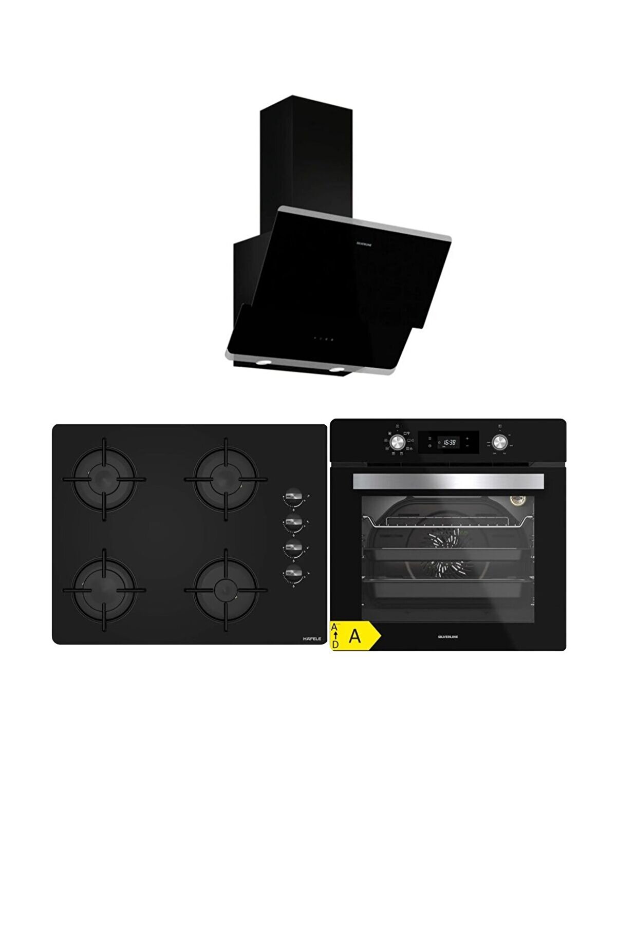 - Hafele 65 Cm Ocak Siyah Ankastre Set (3490 Oslo - Hafele Luce 65cm Ocak - BO6504B01)