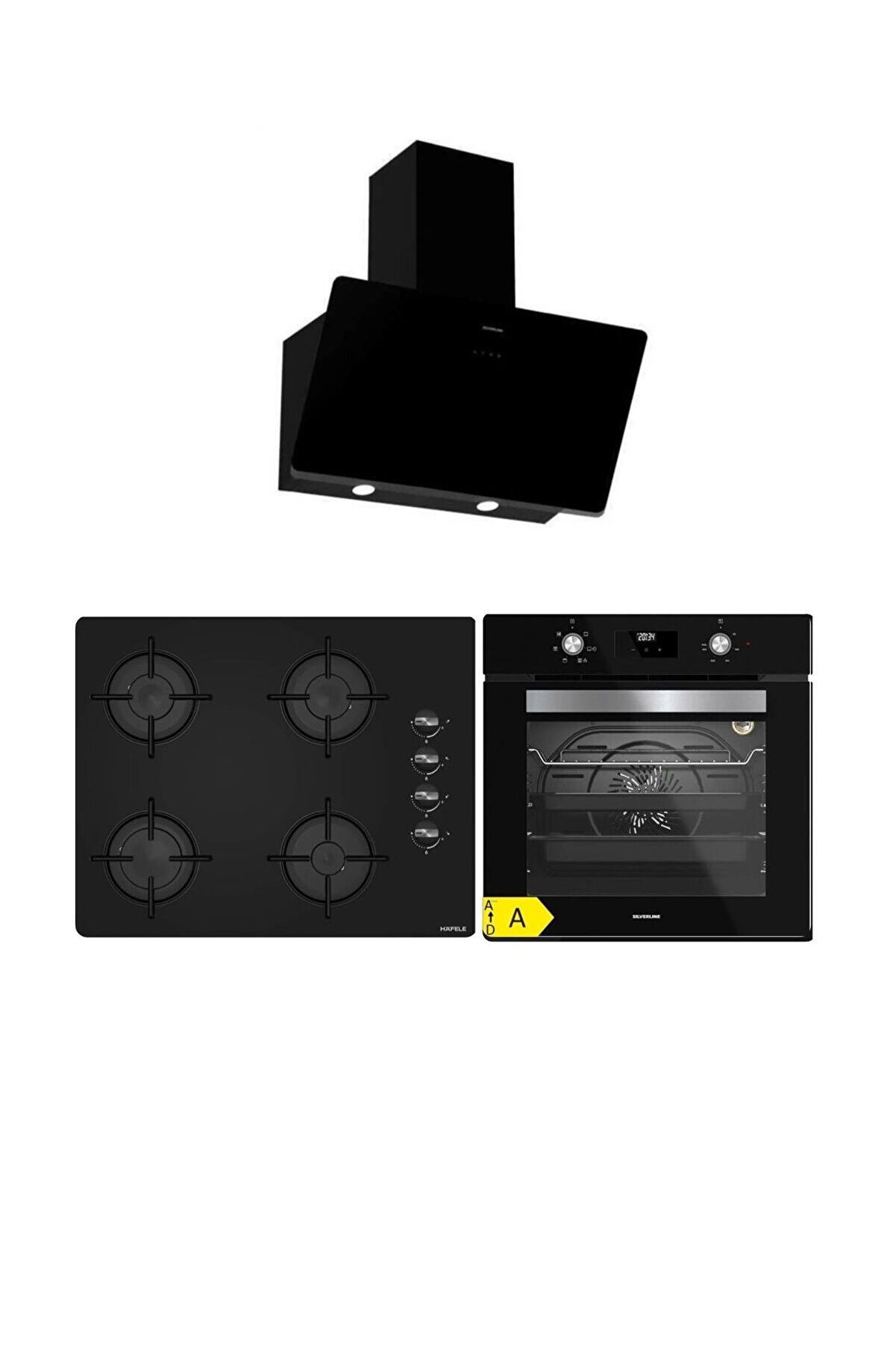 - Hafele 65 Cm Ocak Siyah Ankastre Set (3457 Soho - Hafele Luce 65cm Ocak - BO6502B02)