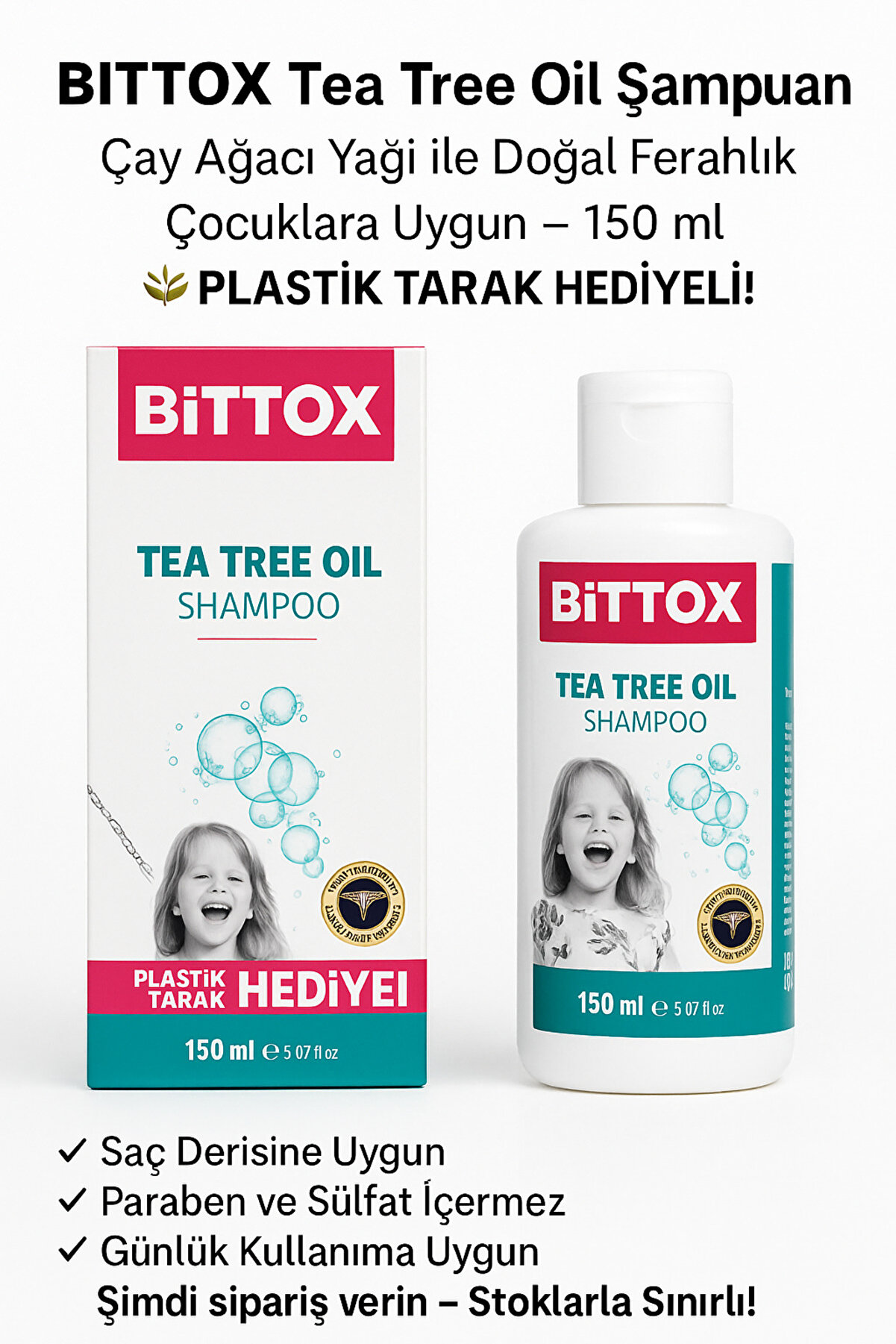 Bittox Saç Biti Ve Sirke Şampuanı 150 ml Büyük Boy Hem Çocuklar Hem Yetişkinler Için
