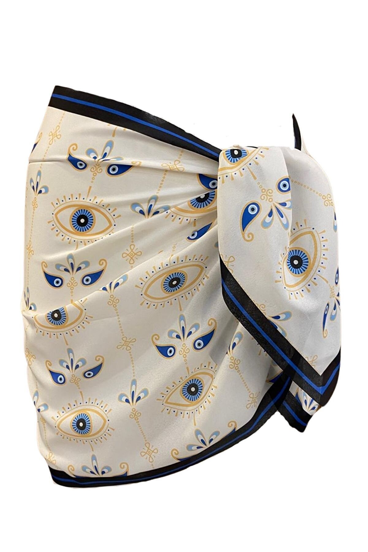 tarzınısec Kısa Pareo - Beyaz Göz Model 150x50 Cm | Stilde Giyin