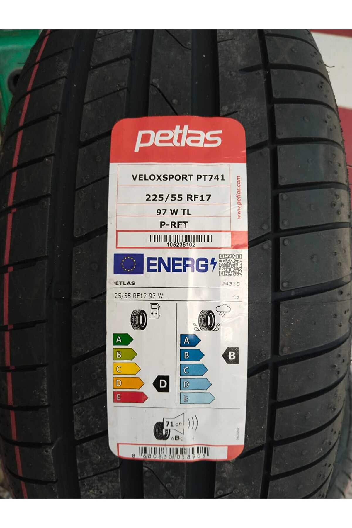 225/55R17 97W TL P-RFT VELOXSPORT PT741 PETLAS YAZ LASTİĞİ 2025 ÜRETİM