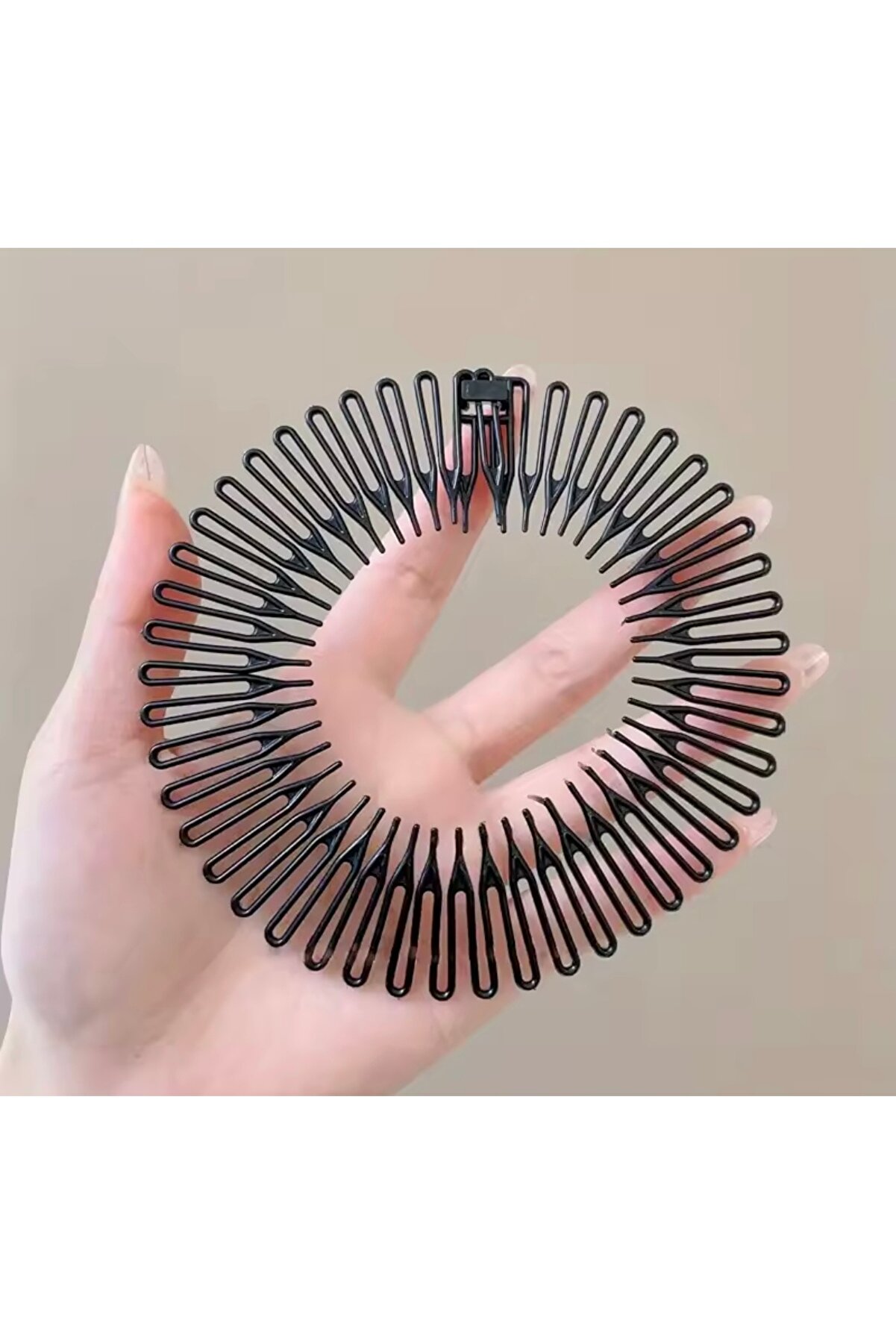 Monalisa Kadın Siyah Akordiyon Sporcu Tokası Saç Bandı Saç Aksesuarı 1 Adet