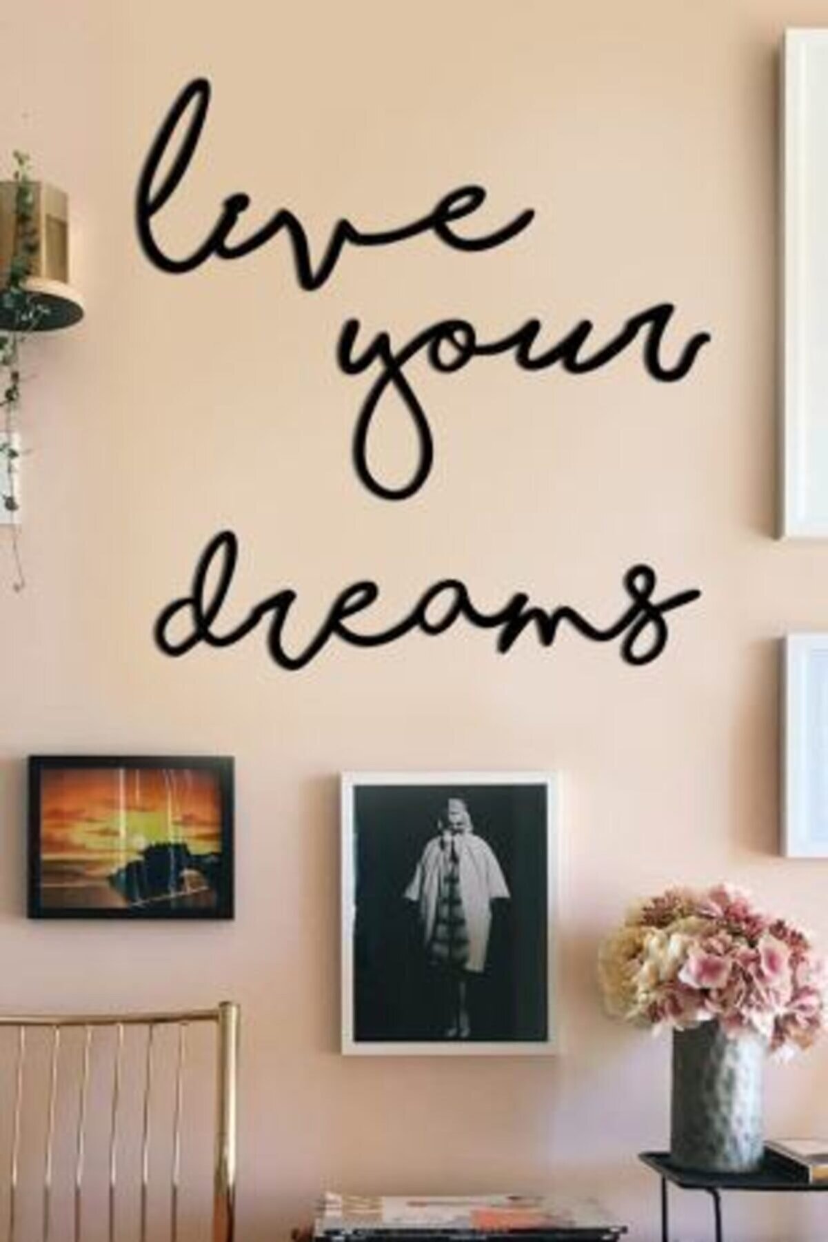 evdeucuz Live Your Dreams Ahşap Duvar Yazısı