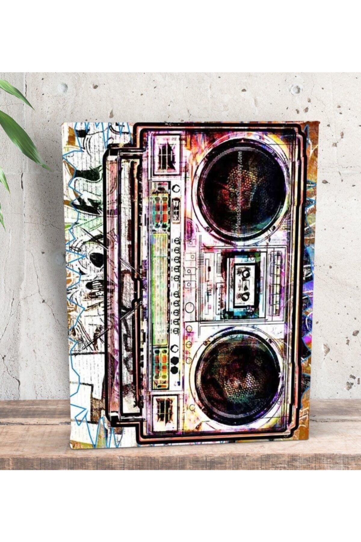 Bk Gift Gift Retro Boombox Tasarımlı Dekoratif Mini Kanvas Tablo 15x20cm-1