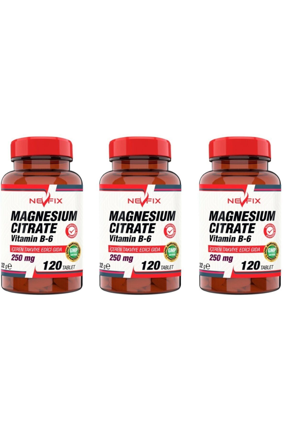 Nevfix Magnesium Citrate 250 mg Vitamin B6 10 mg 120 Tablet X 3 Kutu