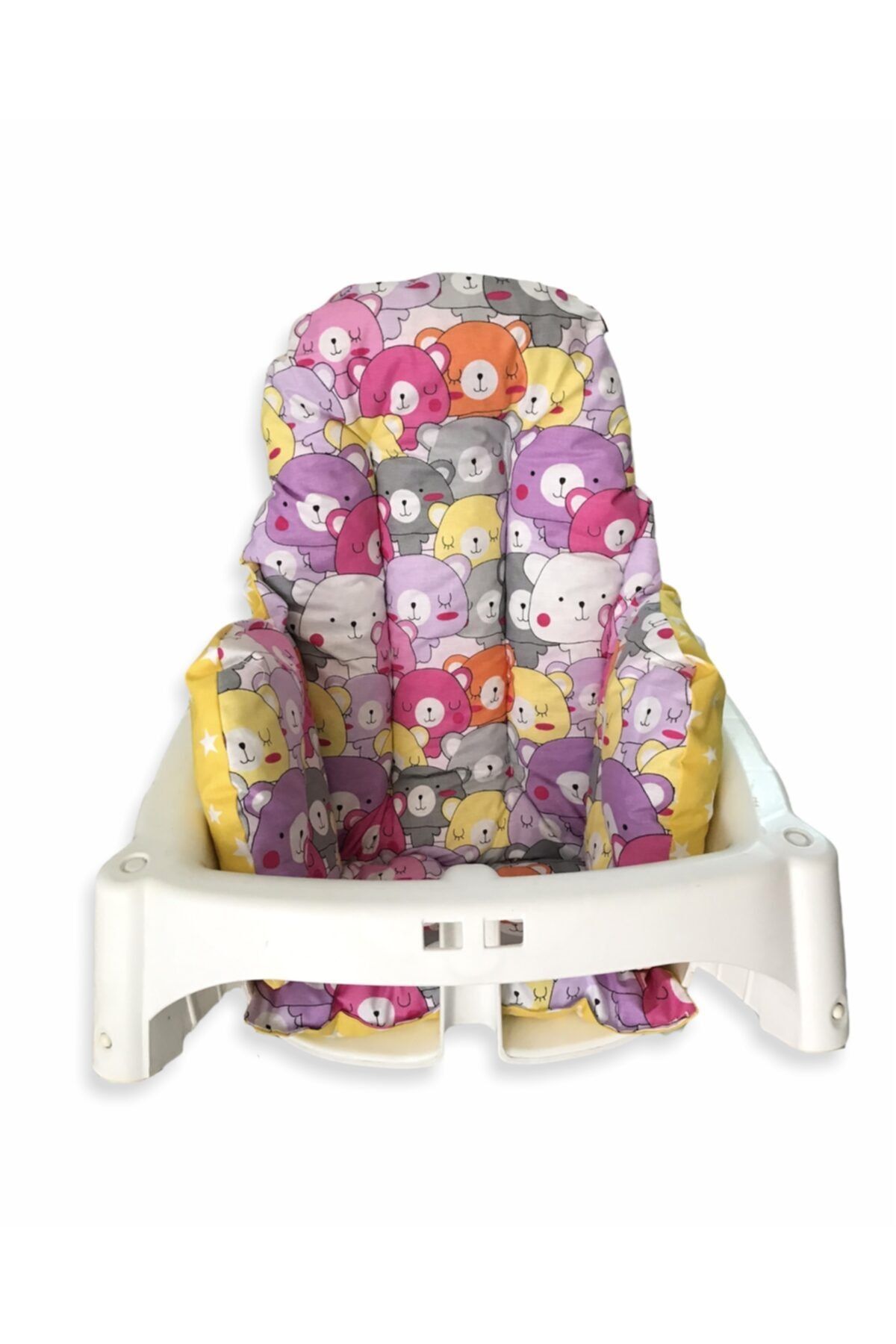 Bebek Özel Bebek Çocuk Mama Sandalyesi Minderi Pembe Şirin Ayıcıklar