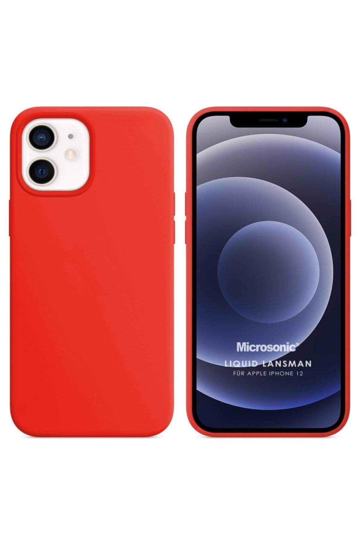 Microsonic Apple Iphone 12 Uyumlu  Kılıf Liquid Lansman Silikon Kırmızı