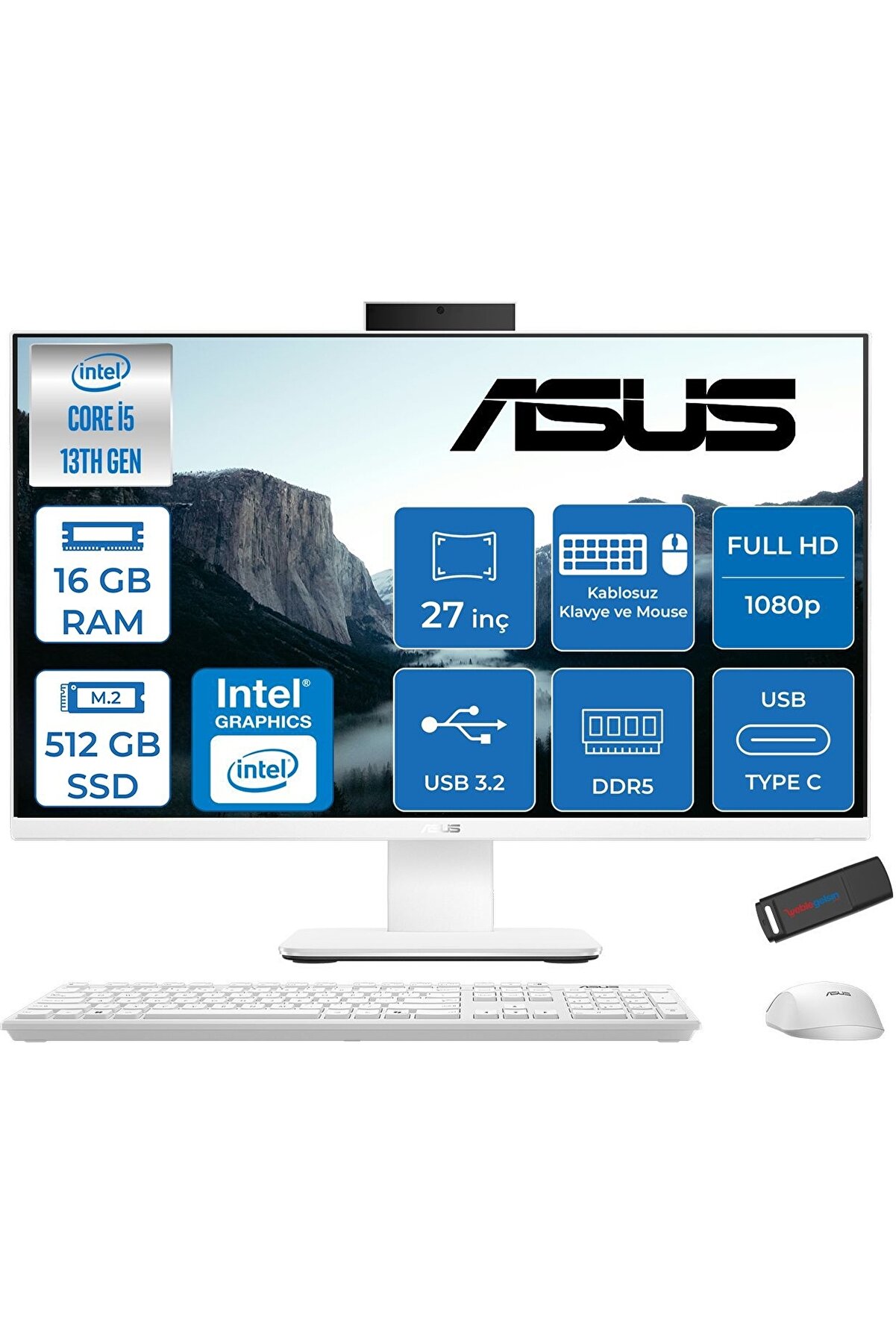 V470VAK İ5-13420H 16GB Ddr5 512GB SSD 27'' Fhd 100Hz 300NITS Freedos Beyaz ABI58512W0DF02 34ZETTAUSB