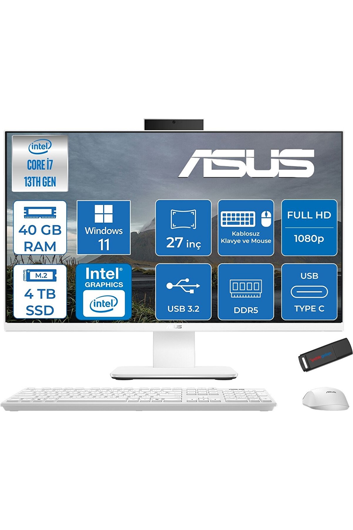 V470VAK I7-13620H 40GB Ddr5 4tb SSD 27'' Fhd 100Hz 300NITS W11PRO Beyaz ABI716512W0DP20 59ZETTAUSB