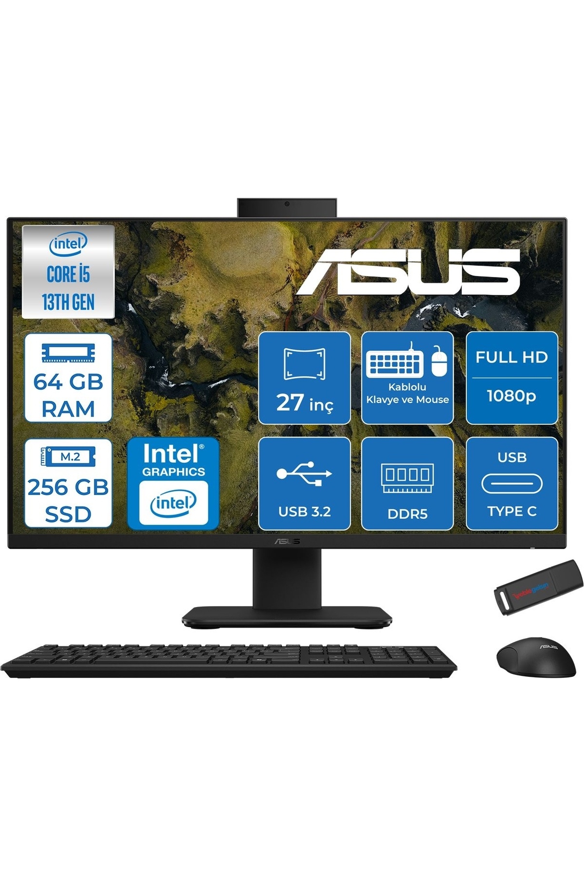 V470VAK İ5-13420H 64GB Ddr5 256GB SSD 27'' Fhd 100Hz 300NITS Freedos Siyah ASI58512B0DF26 37ZETTAUSB