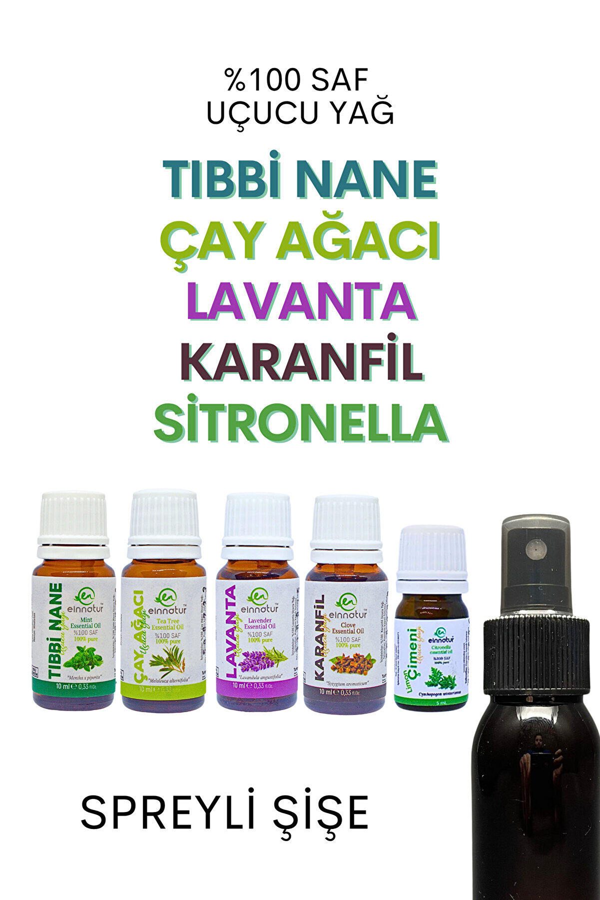 EinNatur Doğal Korunma Seti - Tıbbi Nane, Çay Ağacı, Lavanta, Karanfil, Sitronella Uçucu Yağları