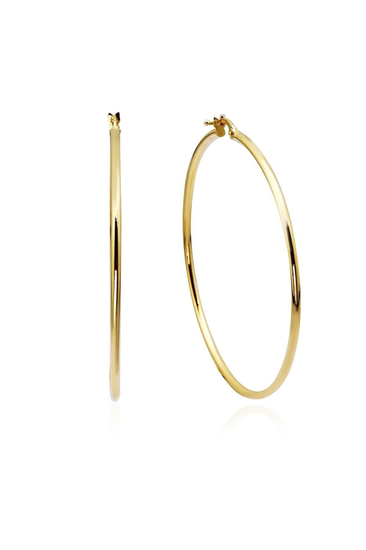 Altınkesesi 14 Ayar Altın Büyük Sarı Halka Küpe 5.5 Cm