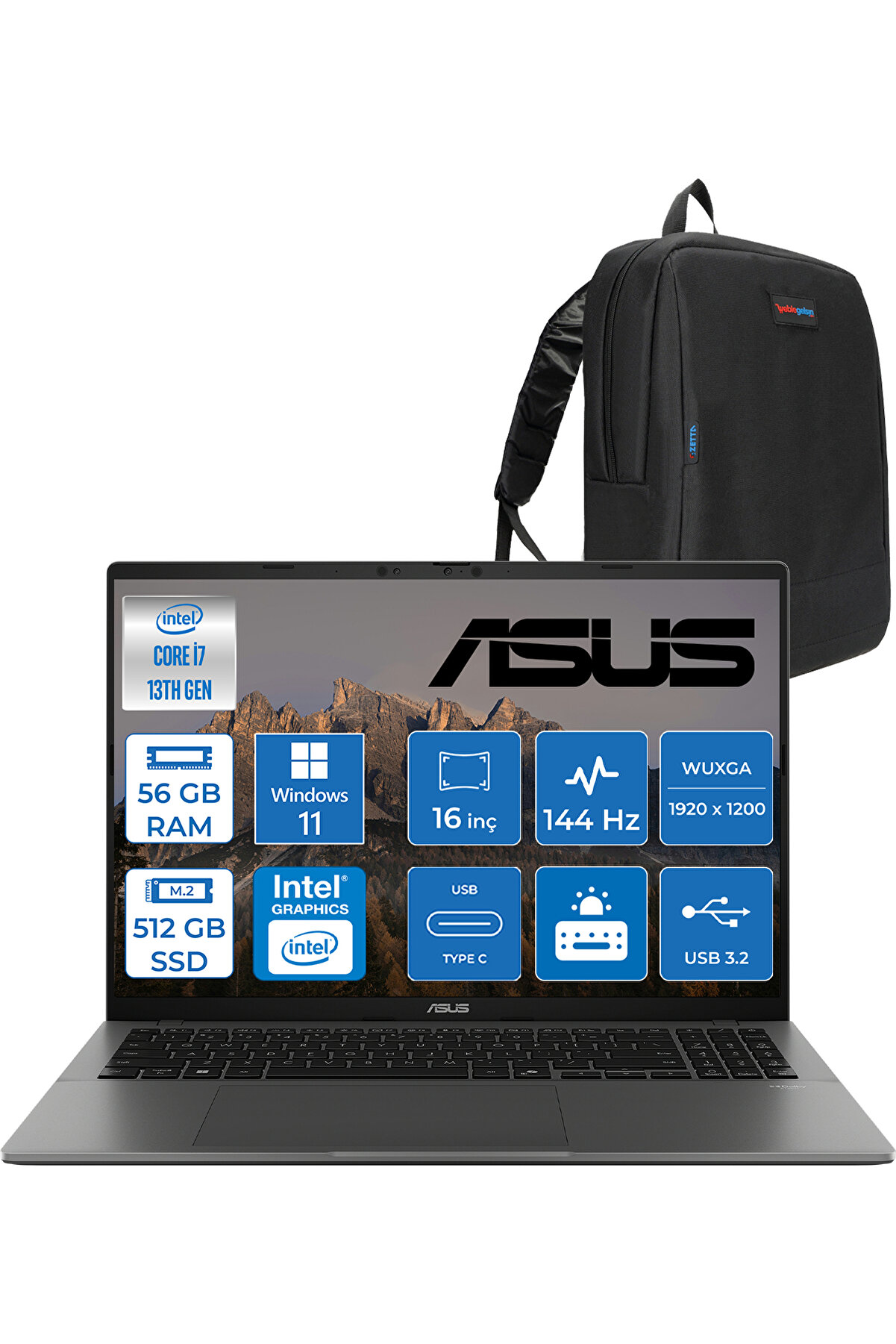 Vivobook S16 I7 13620H-56 GB DDR5-512 GB Ssd-16