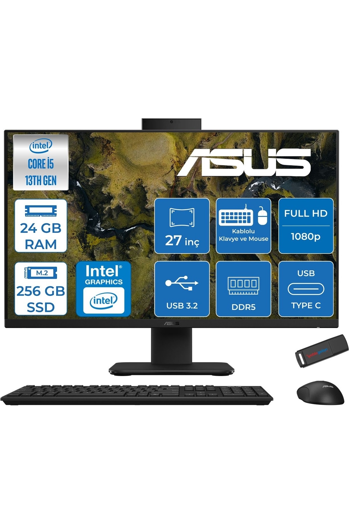 V470VAK İ5-13420H 24GB Ddr5 256GB SSD 27'' Fhd 100Hz 300NITS Freedos Siyah ASI58512B0DF06 72ZETTAUSB