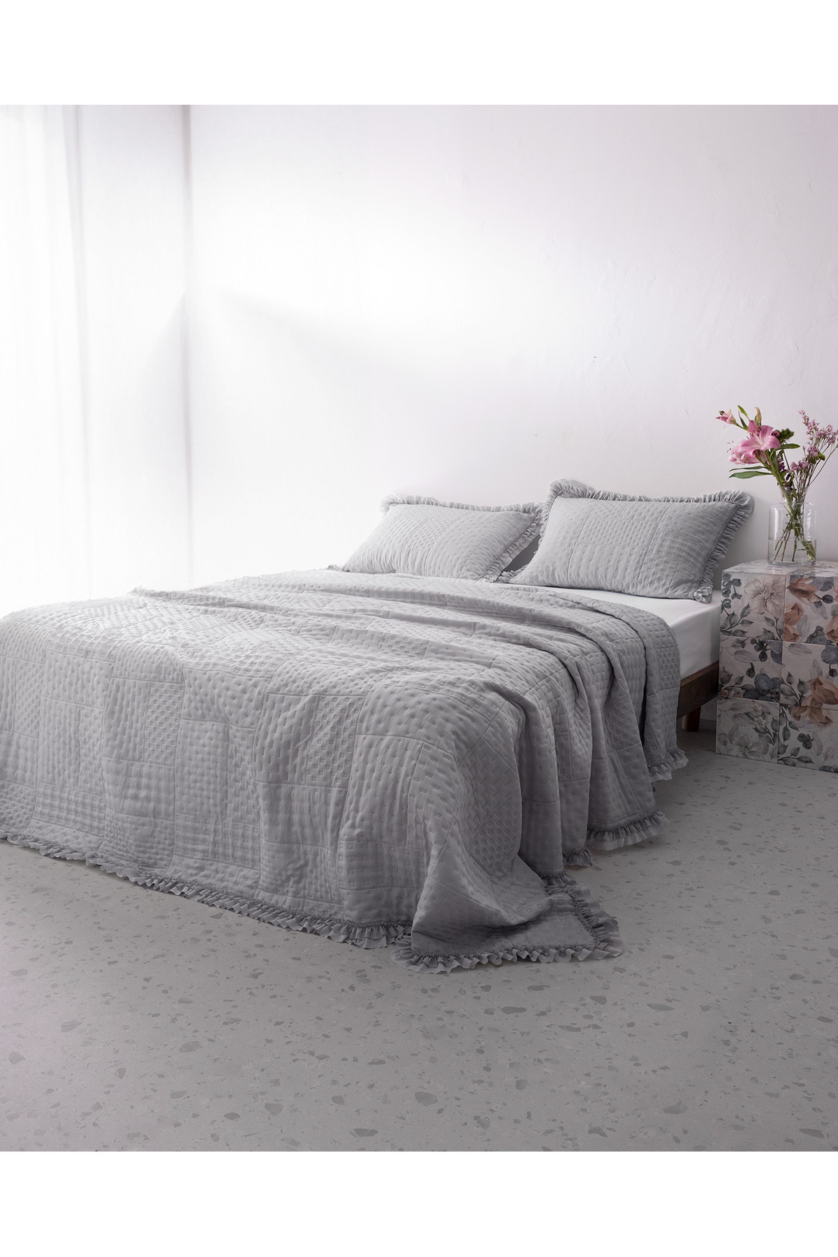 Madame Coco Medus Çift Kişilik Yatak Örtüsü - Gri | Premium Kalite | ₺7999.99