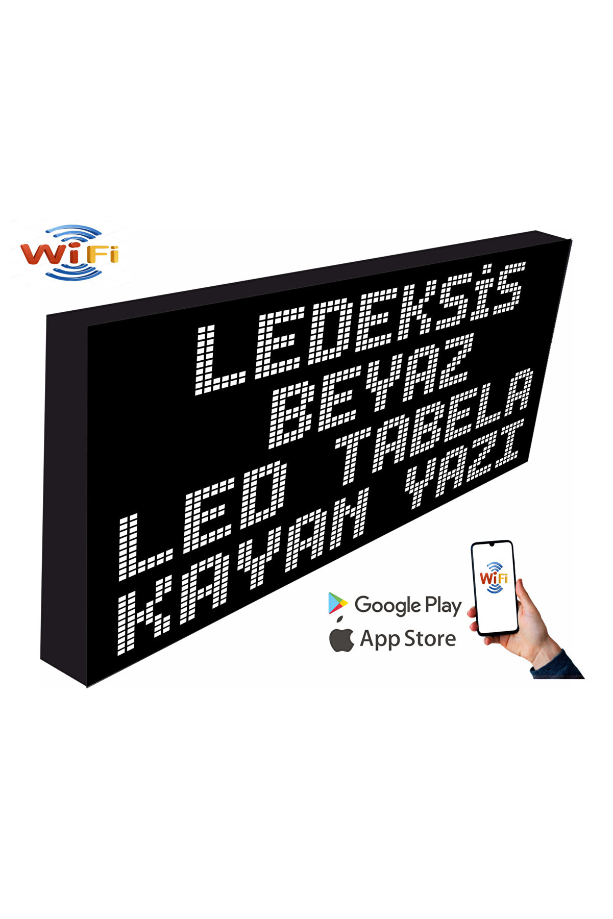 Led Tabela 80x192Cm Tek Taraflı Beyaz Kayan Yazı Wifi (Telefondan Yazı Değiştirme)