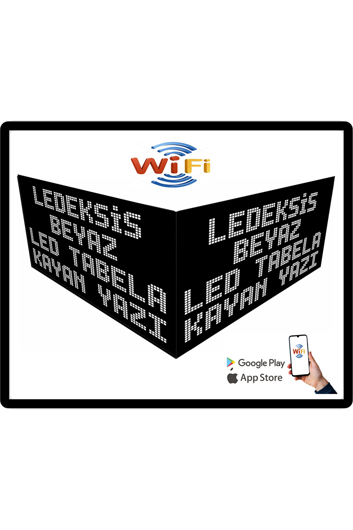 Led Tabela 64x256Cm Çift Taraflı Beyaz Kayan Yazı Wifi (Telefondan Yazı Değiştirme)
