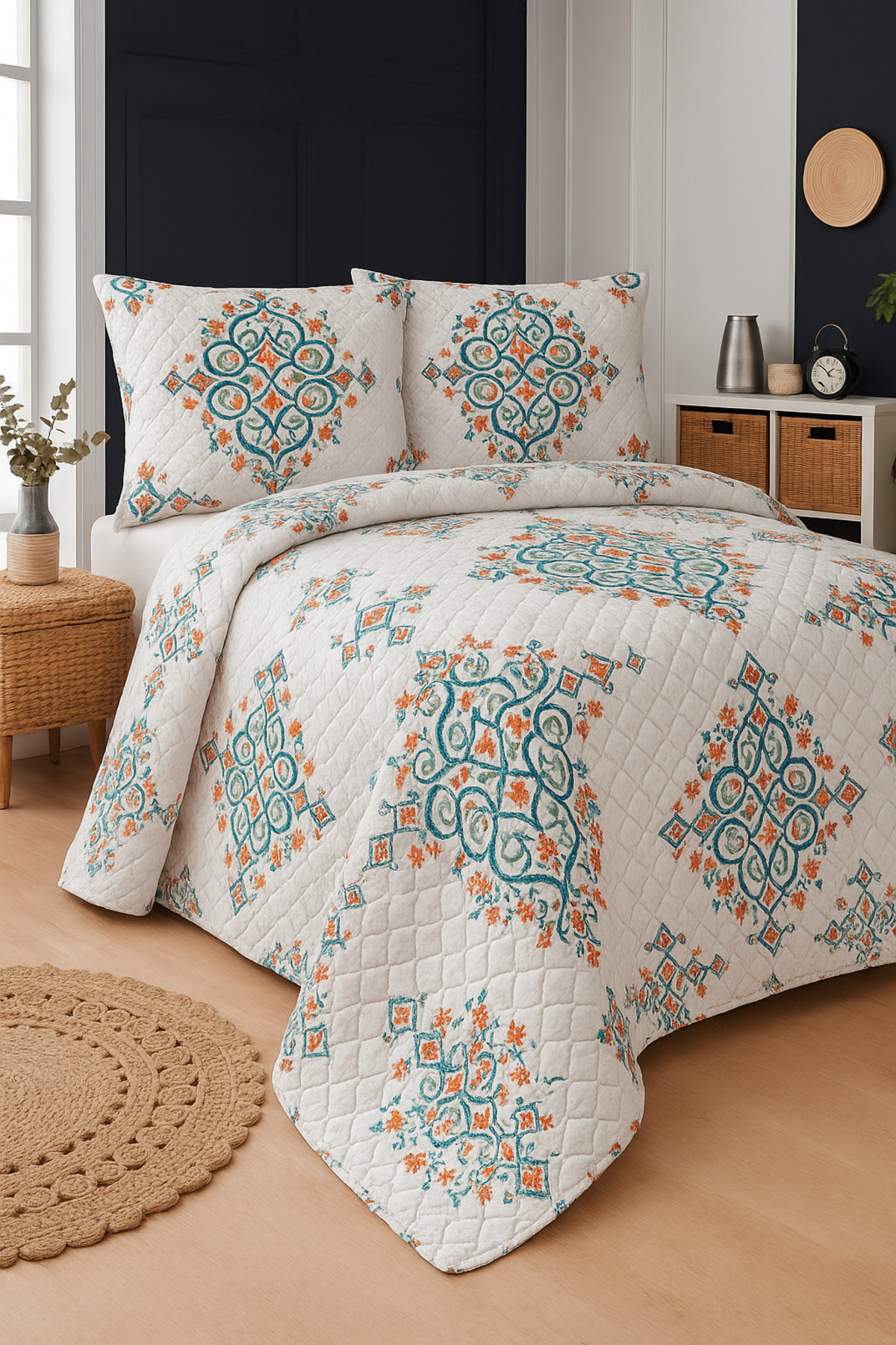 Mislina Home Canary Çift Kişilik Kapitone Dolgulu Pike 4 Mevsim Baklava Dsn |Yastık Kılıfı Hediye| 200x230cm