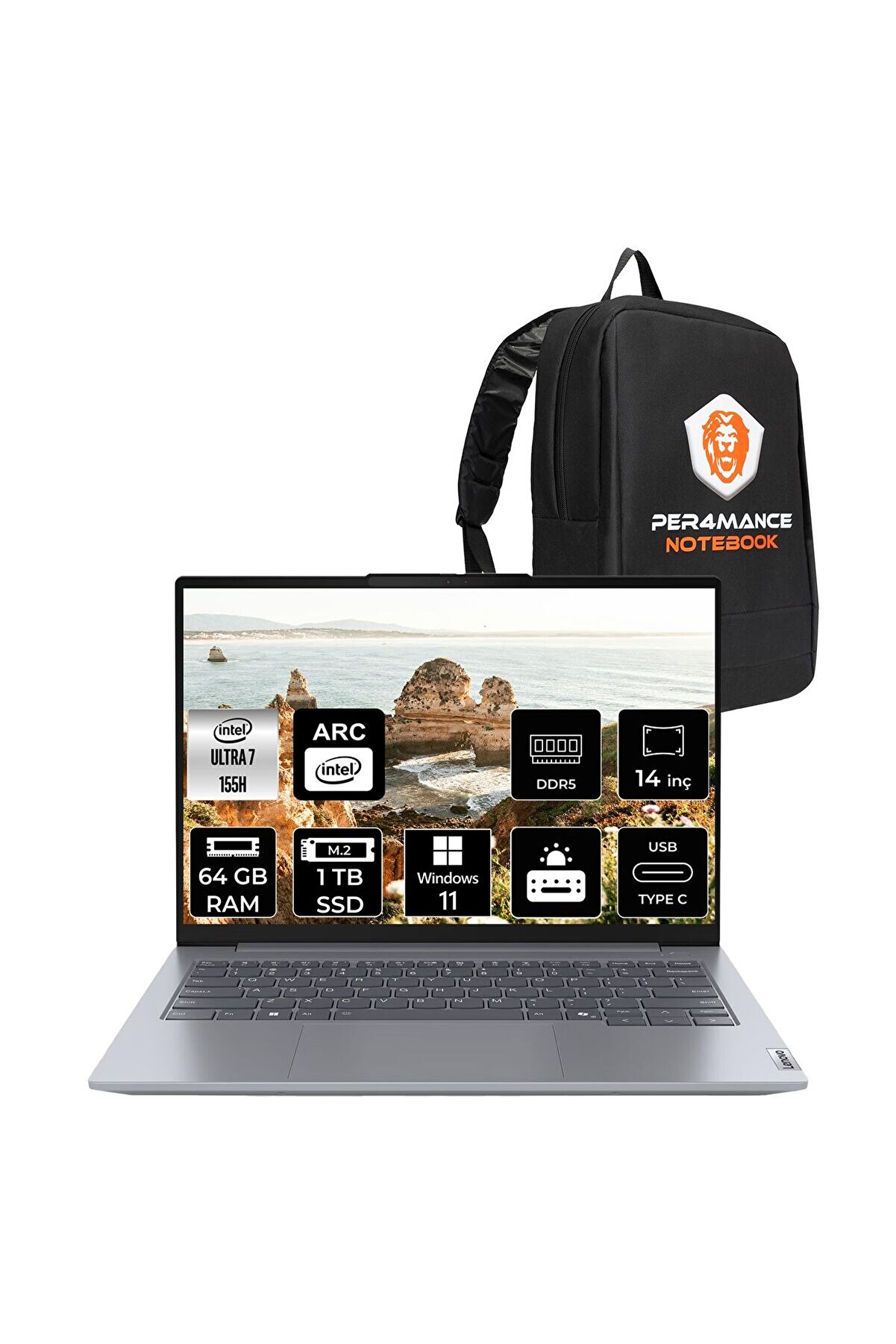 ThinkBook 14 G7 Ultra 7 155H 64GB DDR5 1TB SSD 14'' WUXGA W11P Dizüstü Bilgisayar _154 ÇANTA