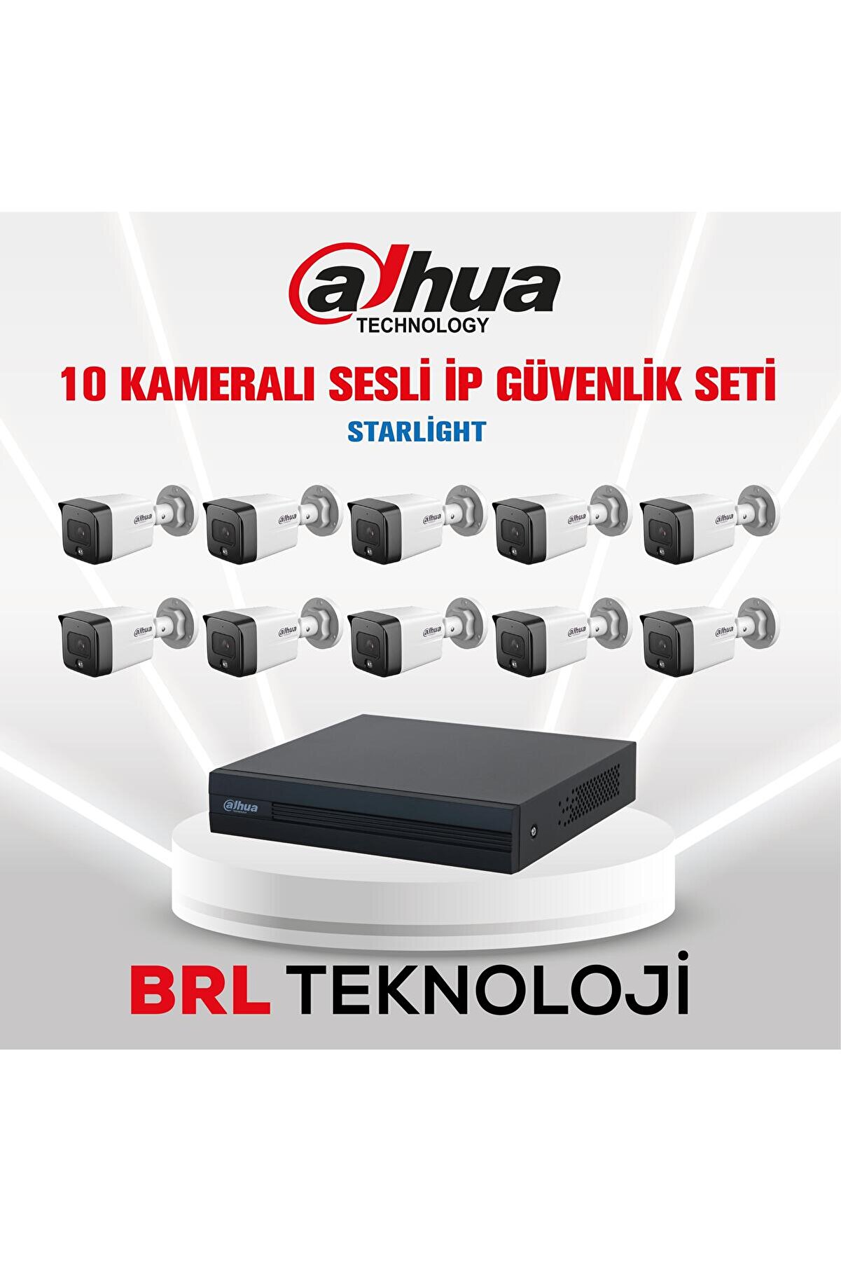 10 Kameralı 2 Mp Sesli İp Güvenlik Kamera Seti IPC-HFW1230TC1-SA