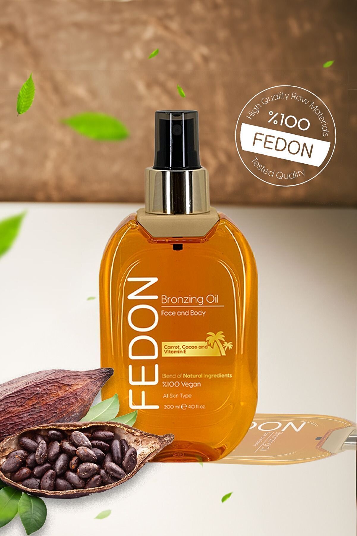 fedor Bronzlaştırıcı Güneş Yağı 200 ml - Vegan E Vitamini Kakao İçerikli