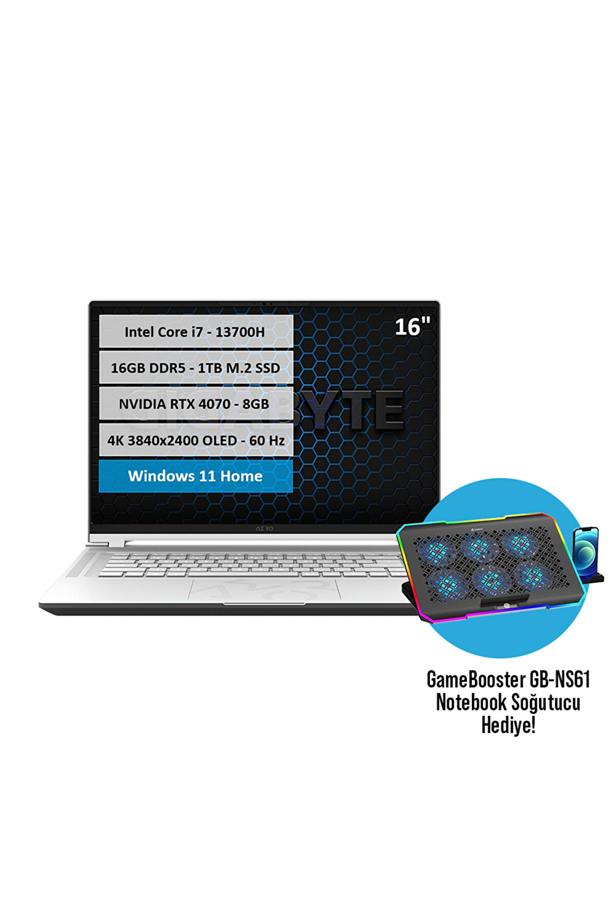 Aero 16 BSF i7-13700H 16GB DDR5 1TB SSD RTX4070-8GB 16'' UHD139 60 Hz Windows 11