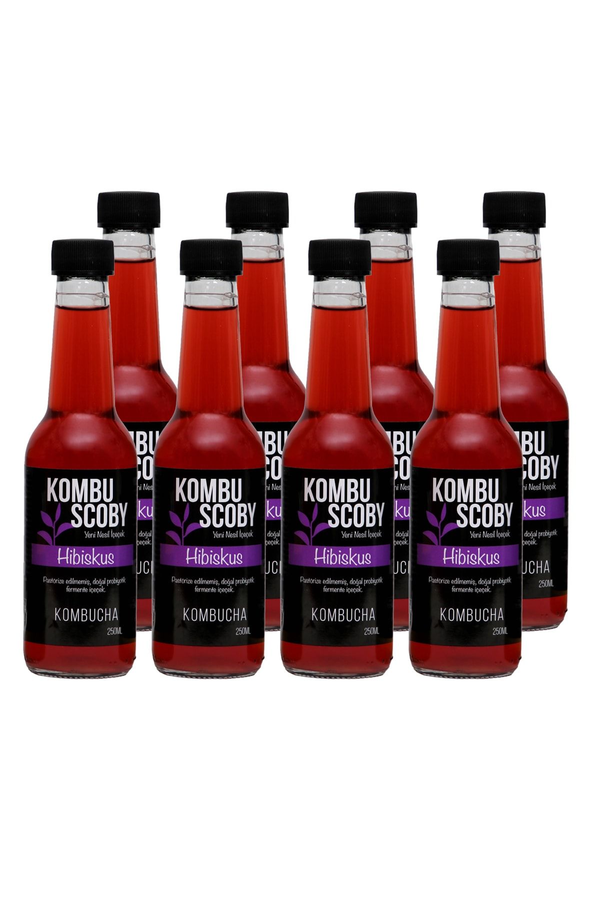 KombuScoby Kombucha Hibiskuslu - Kombu Çayı 8 Adet 250 ml