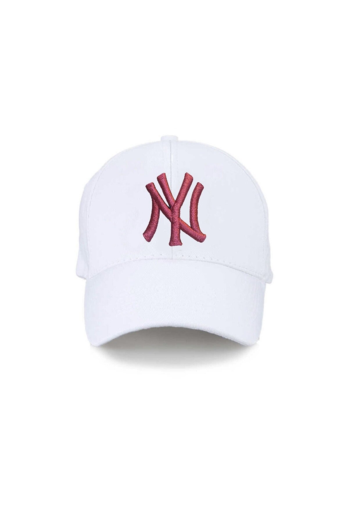 NuxFah Ny New York Unisex Beyaz Şapka Özel Pembe Nakış