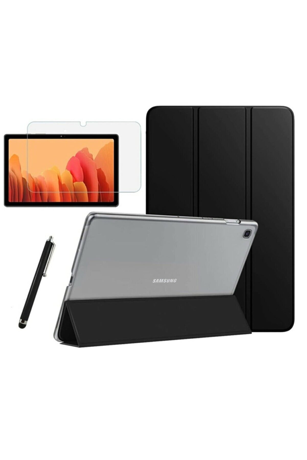 Fibaks Galaxy Tab A7 Sm T500 T505 T507 Uyumlu Smart Kapak Tablet Kılıfı + Ekran Koruyucu + Kalem 10.4 Inç