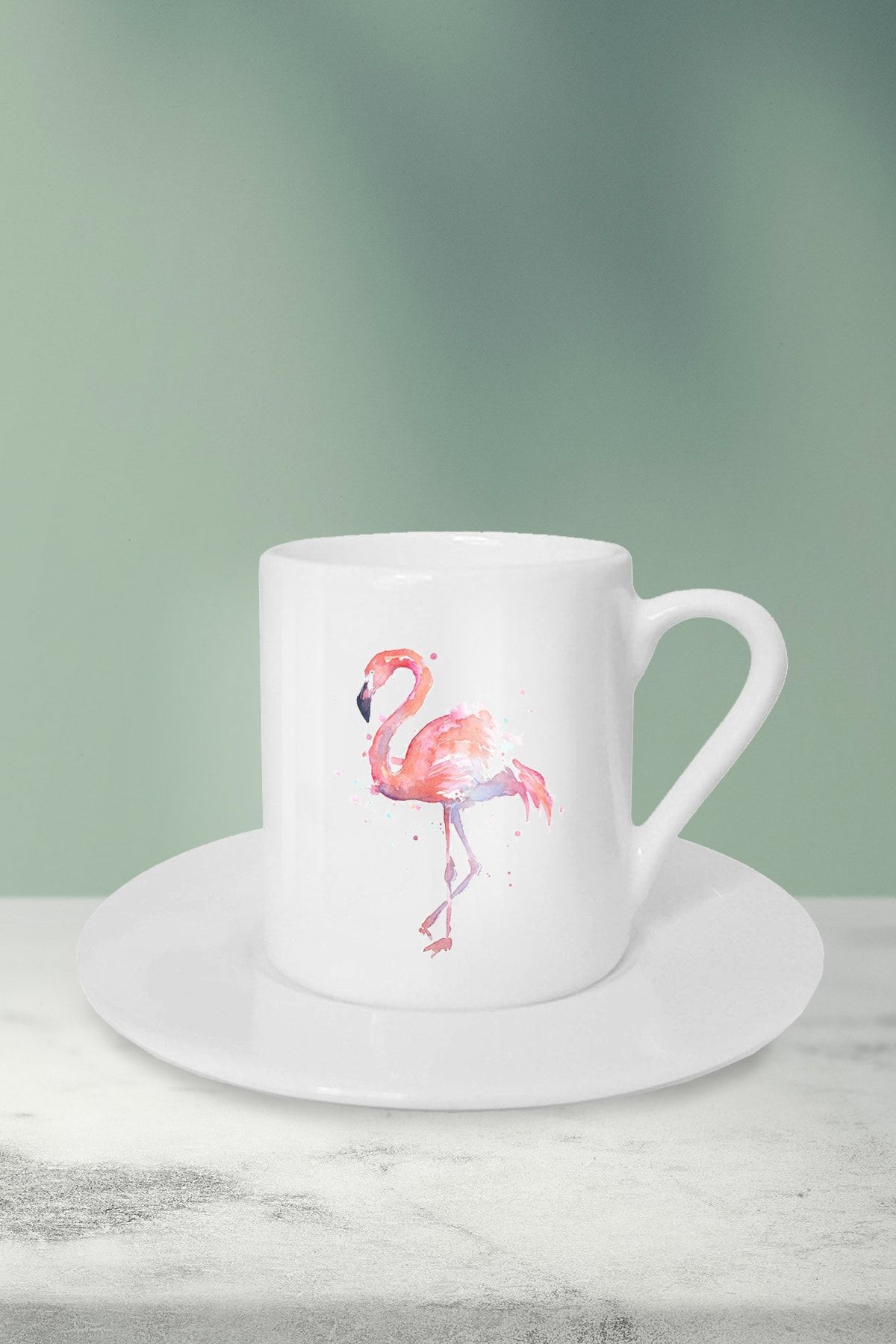 WixelArt Flamingo Baskılı Türk Kahve Fincanı