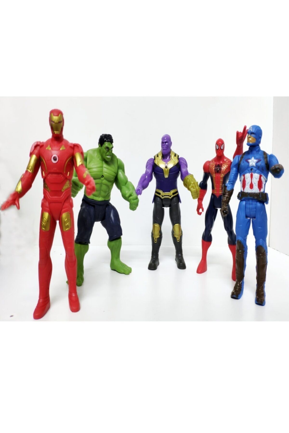 MARVEL Büyük Boy 5 Li Avanger Işık 21 Cm Set Örümcek Adam Demir Adam Hulk Thanos Kaptan Amerika Figür